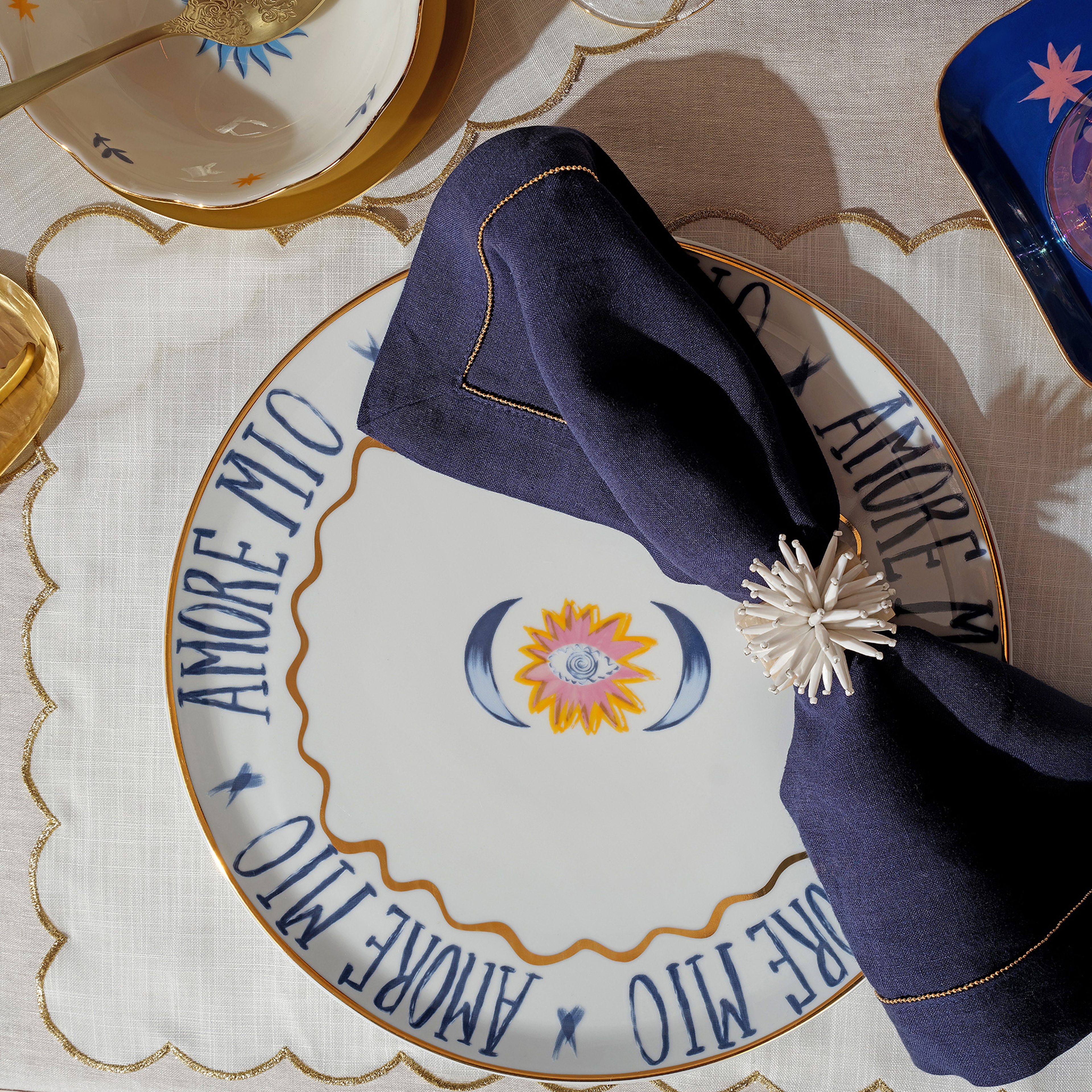 Lublın Porselen Pizza Tabağı 33x33x1.5 Cm Lacivert