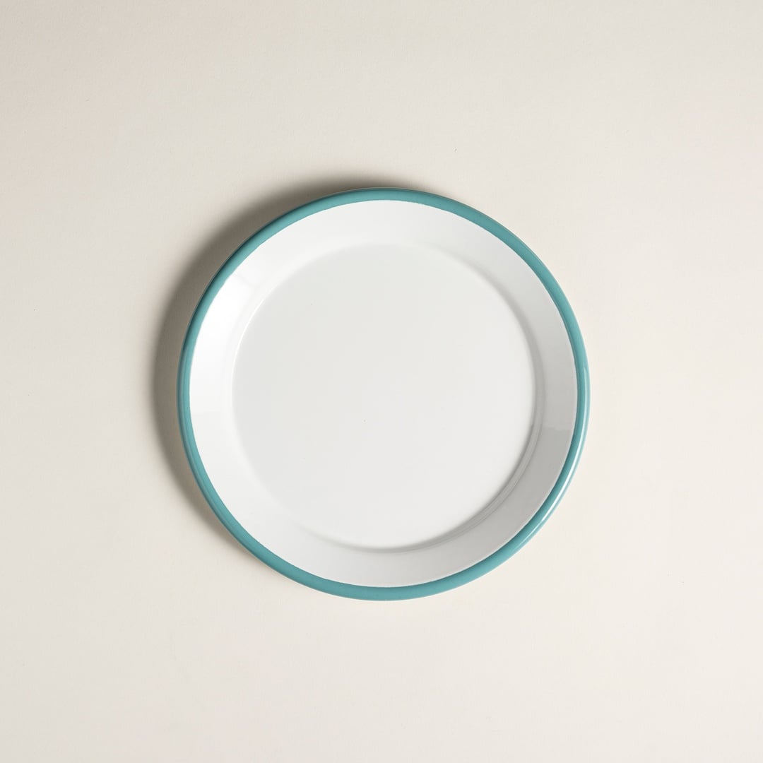 Frigya Emaye Tabak 25 Cm Beyaz - Turkuaz