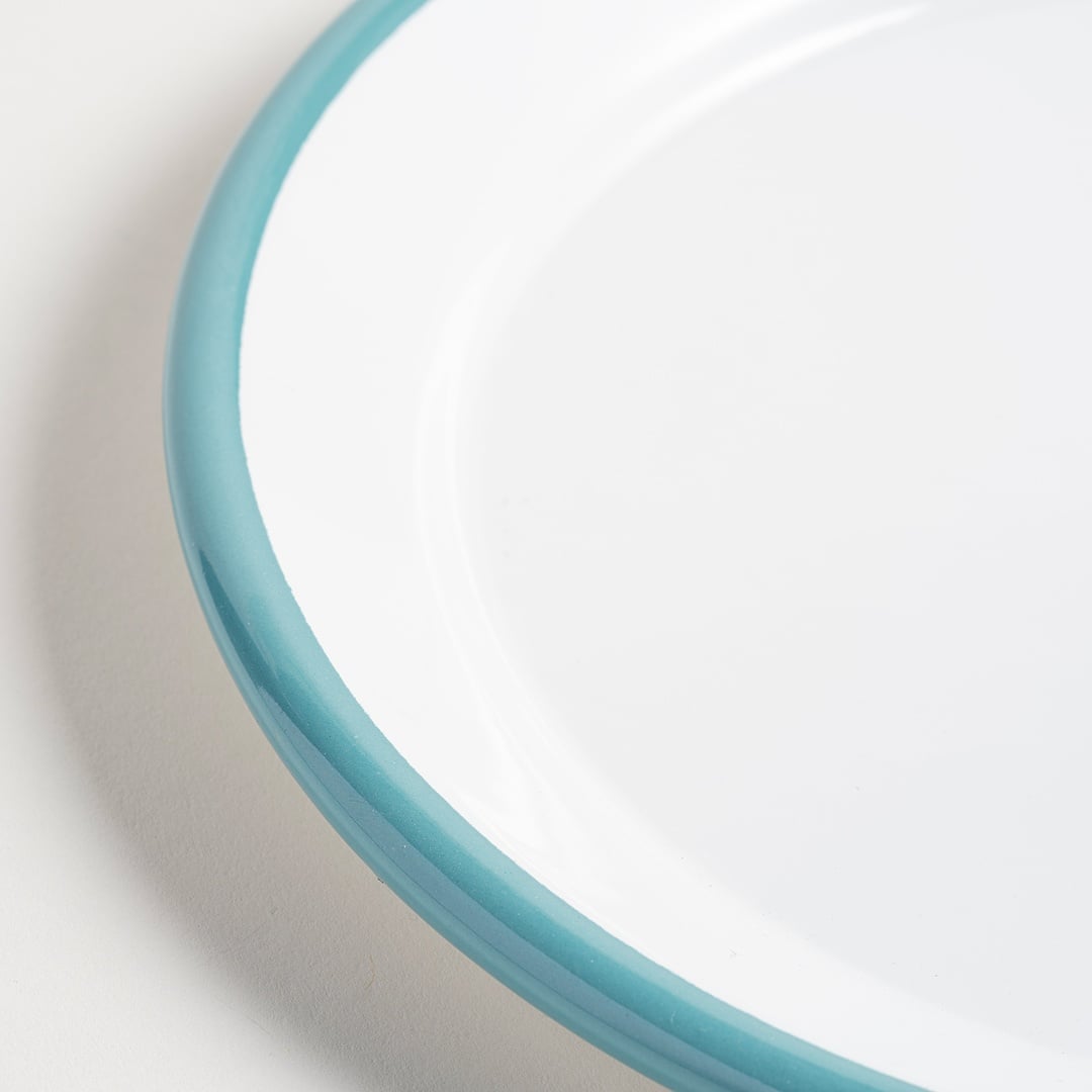 Frigya Emaye Tabak 25 Cm Beyaz - Turkuaz
