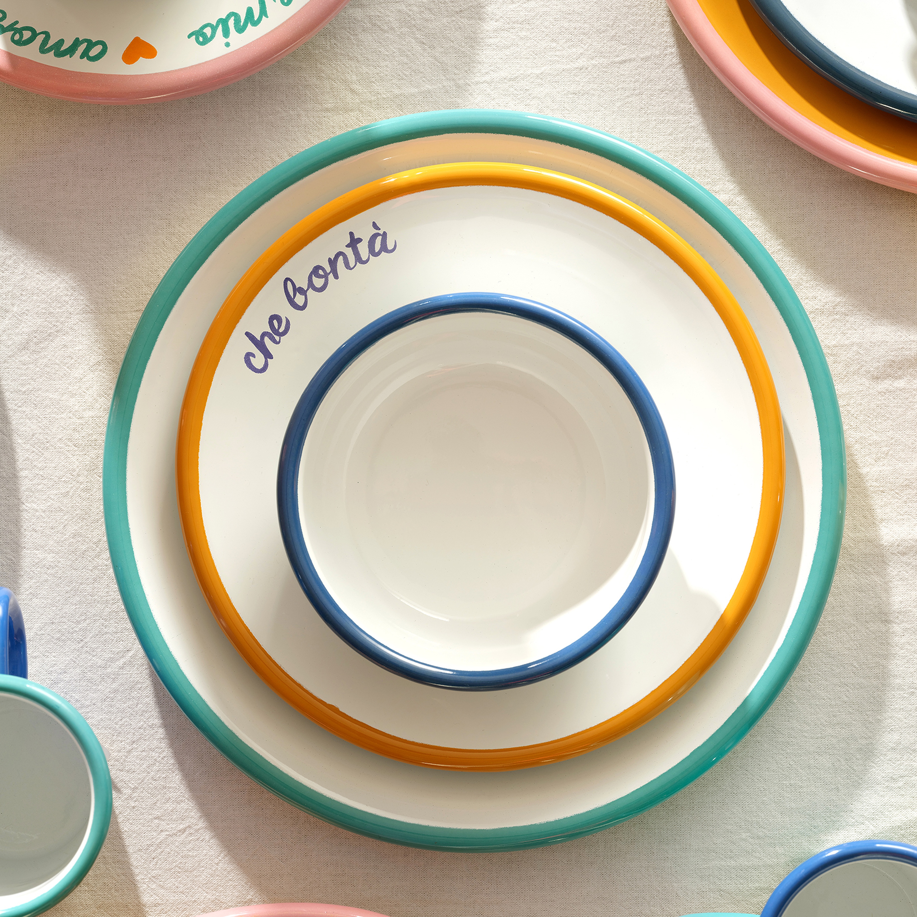 Frigya Emaye Tabak 25 Cm Beyaz - Turkuaz