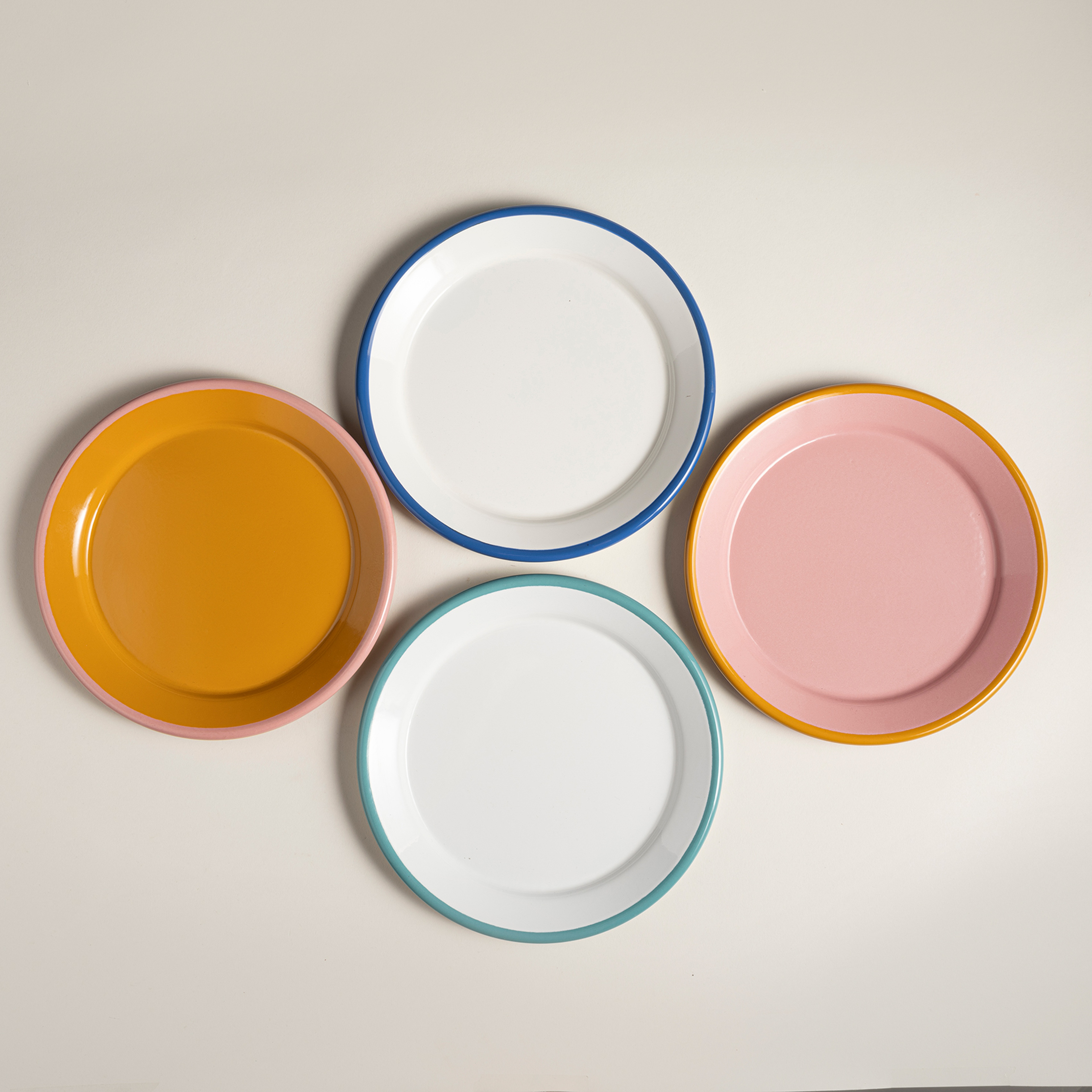 Frigya Emaye Tabak 25 Cm Beyaz - Turkuaz