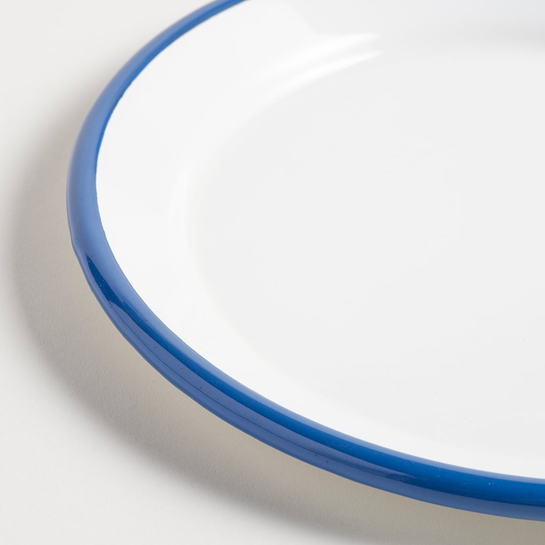 Frigya Emaye Tabak 25 Cm Beyaz - Kobalt