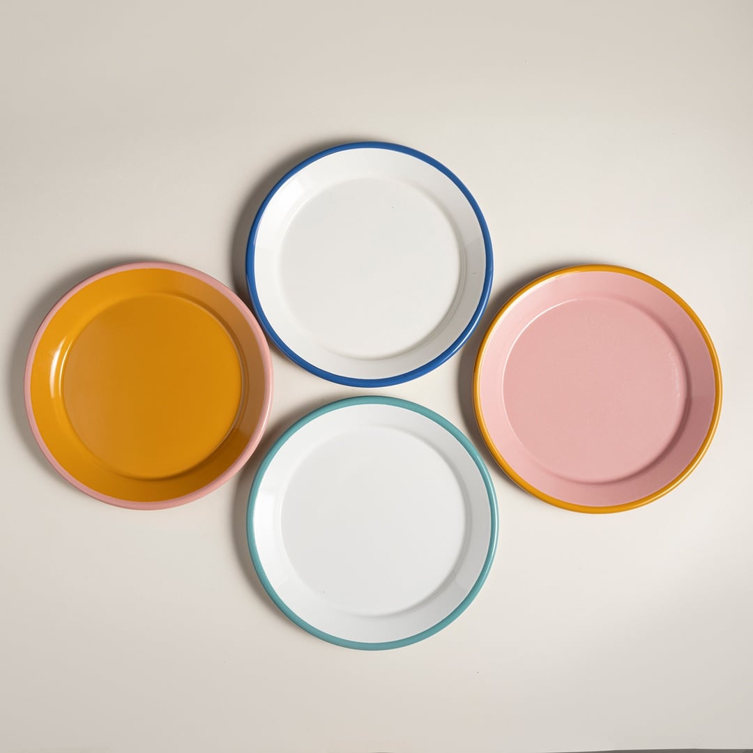 Frigya Emaye Tabak 25 Cm Beyaz - Kobalt