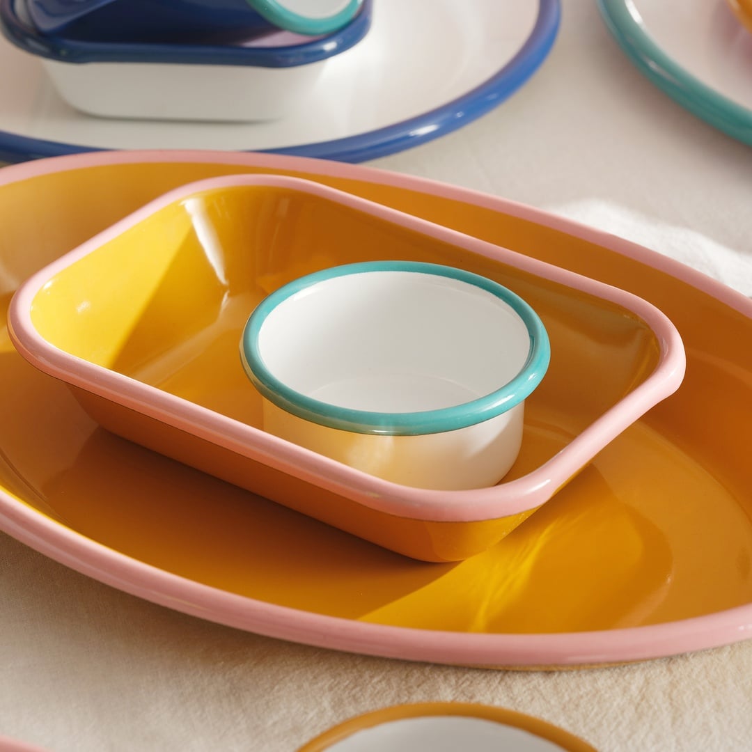 Frigya Emaye Tabak 16 Cm Altın Sarısı