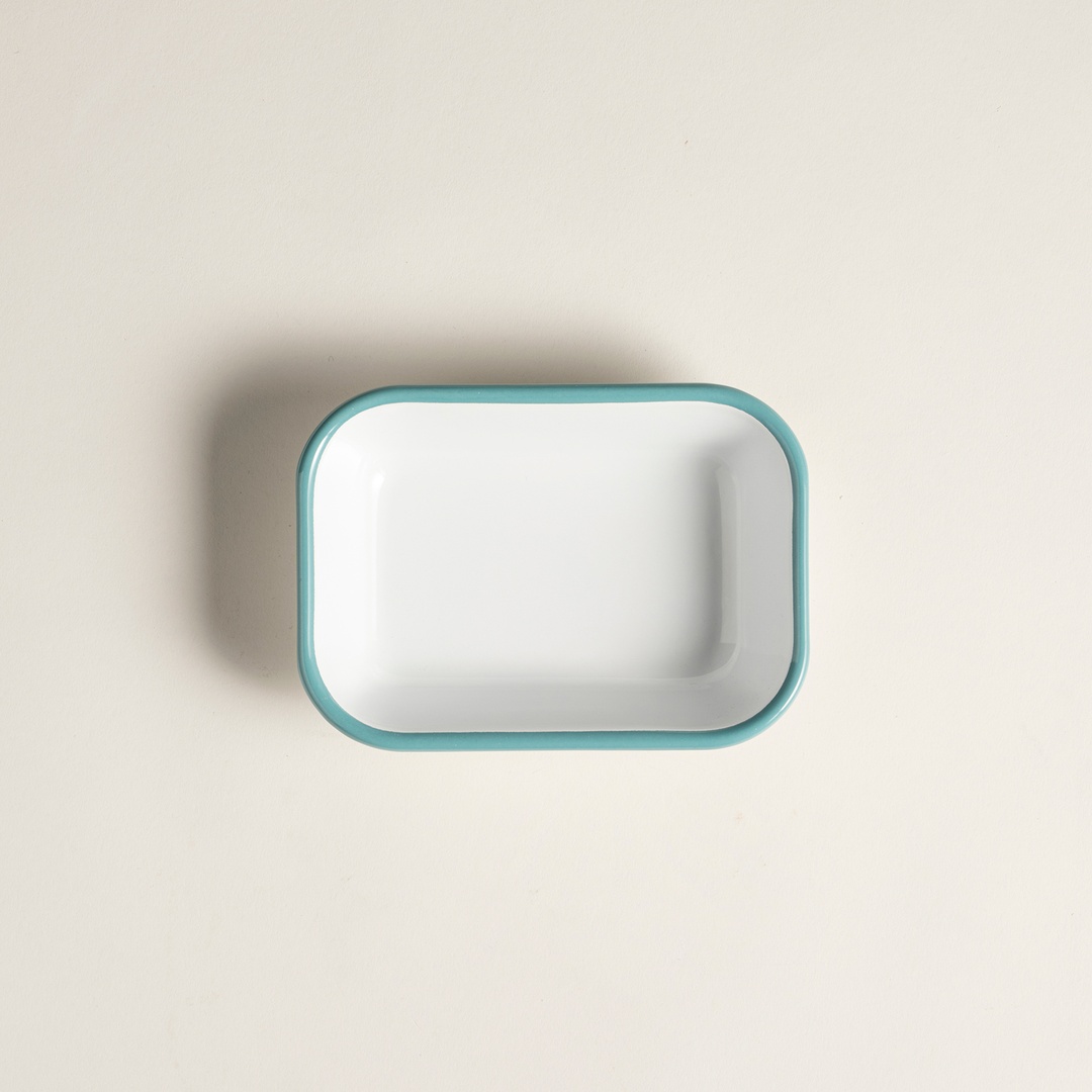 Frigya Emaye Tabak 16 Cm Beyaz - Turkuaz