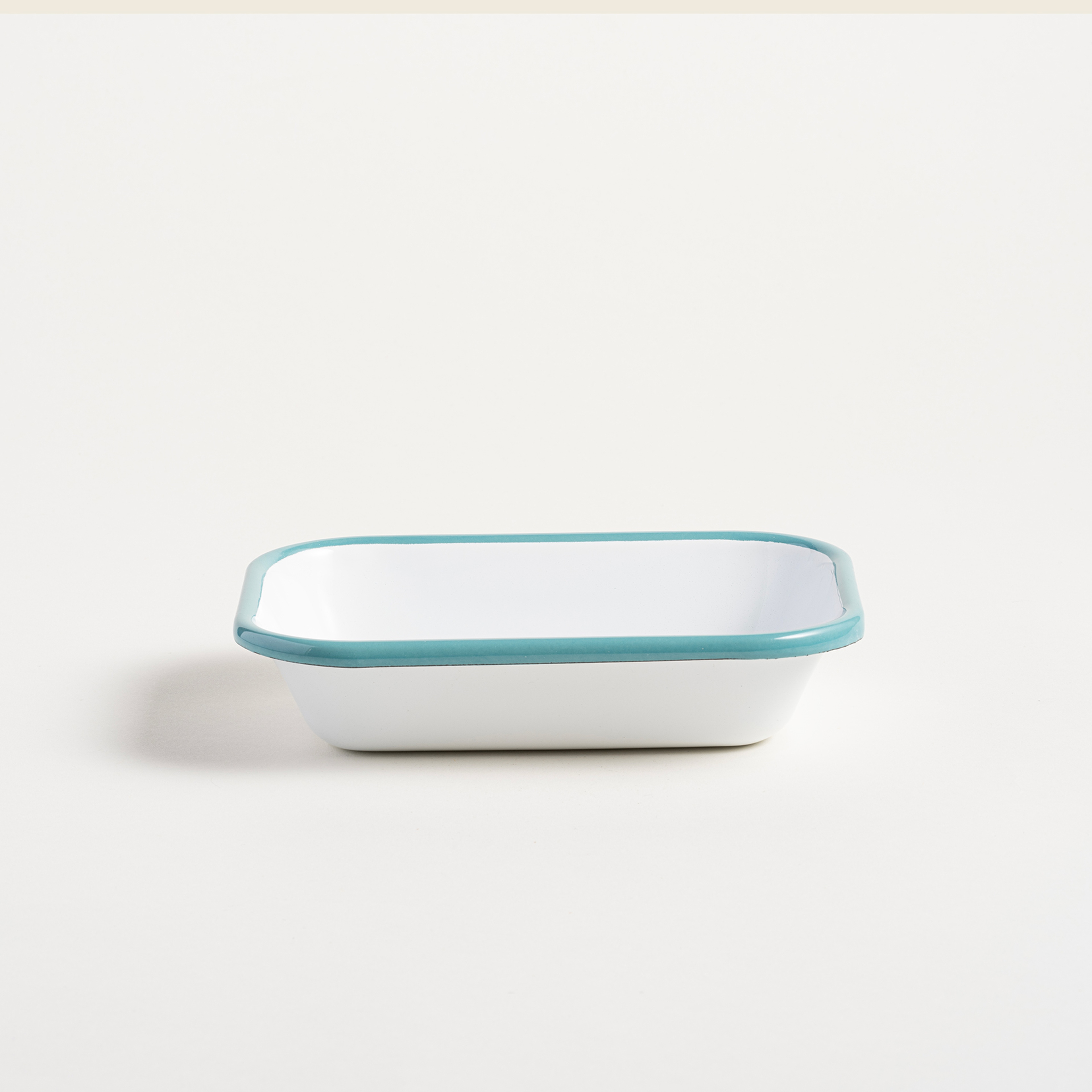 Frigya Emaye Tabak 16 Cm Beyaz - Turkuaz