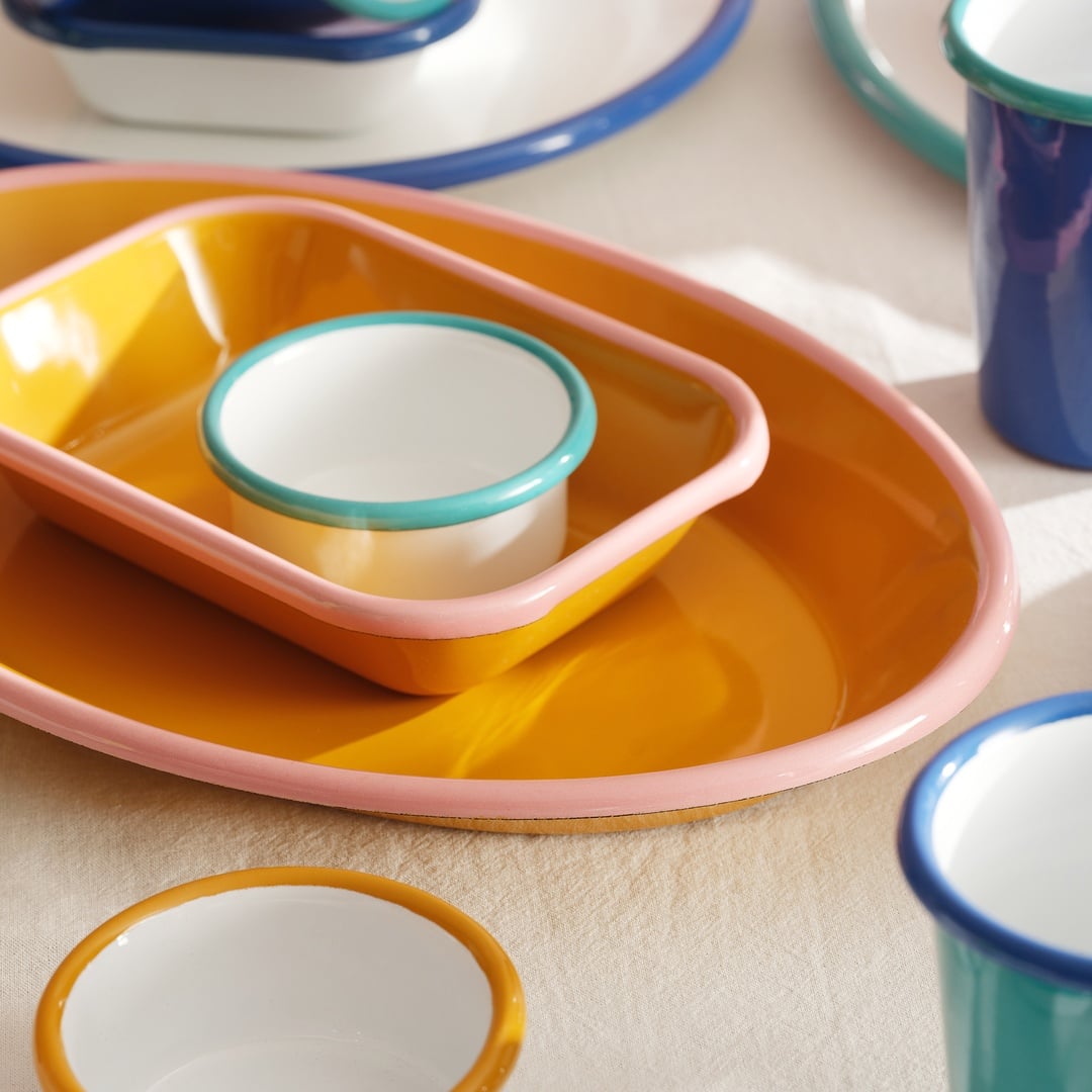 Frigya Emaye Tabak 30 Cm Altın Sarısı