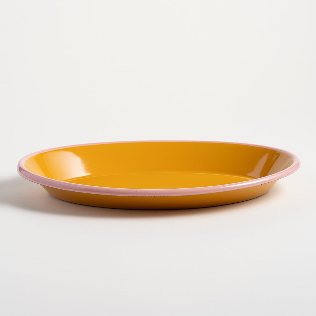 Frigya Emaye Tabak 30 Cm Altın Sarısı