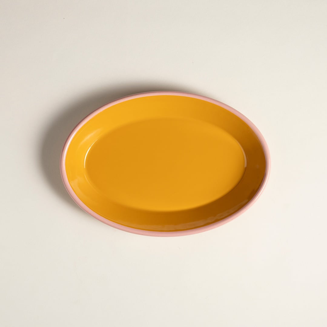 Frigya Emaye Tabak 30 Cm Altın Sarısı