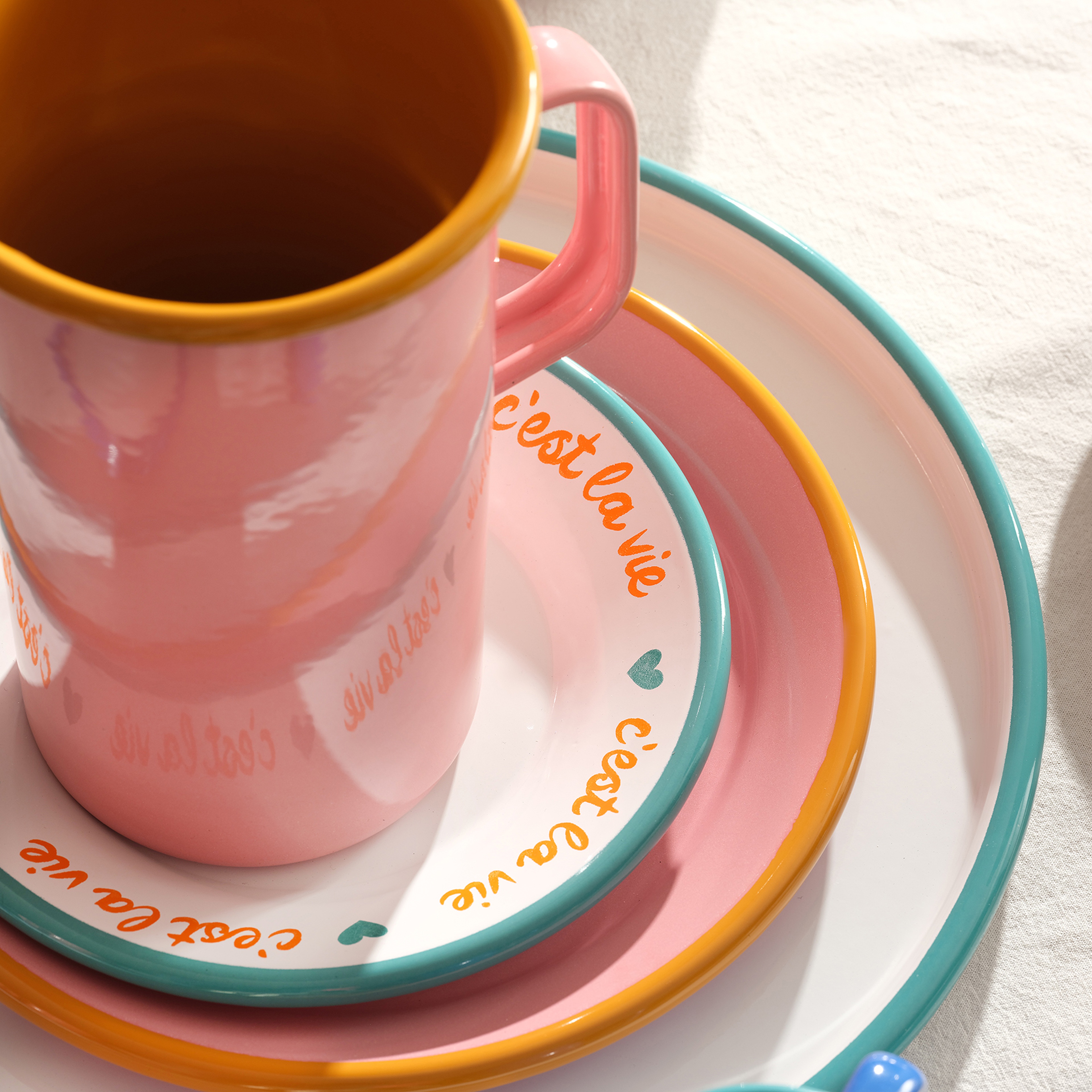 Frigya Emaye Tabak 32 Cm Beyaz - Turkuaz