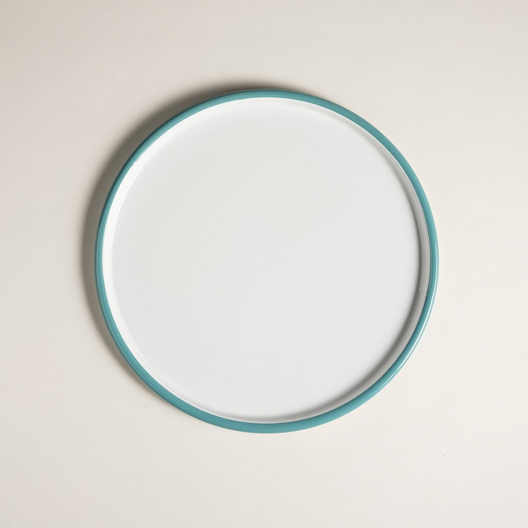 Frigya Emaye Tabak 32 Cm Beyaz - Turkuaz