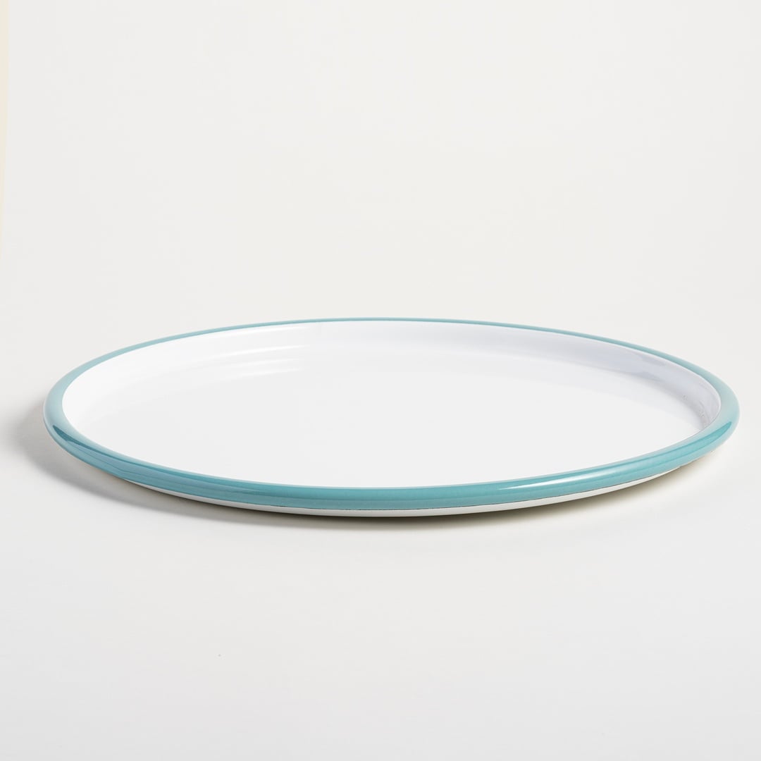 Frigya Emaye Tabak 32 Cm Beyaz - Turkuaz