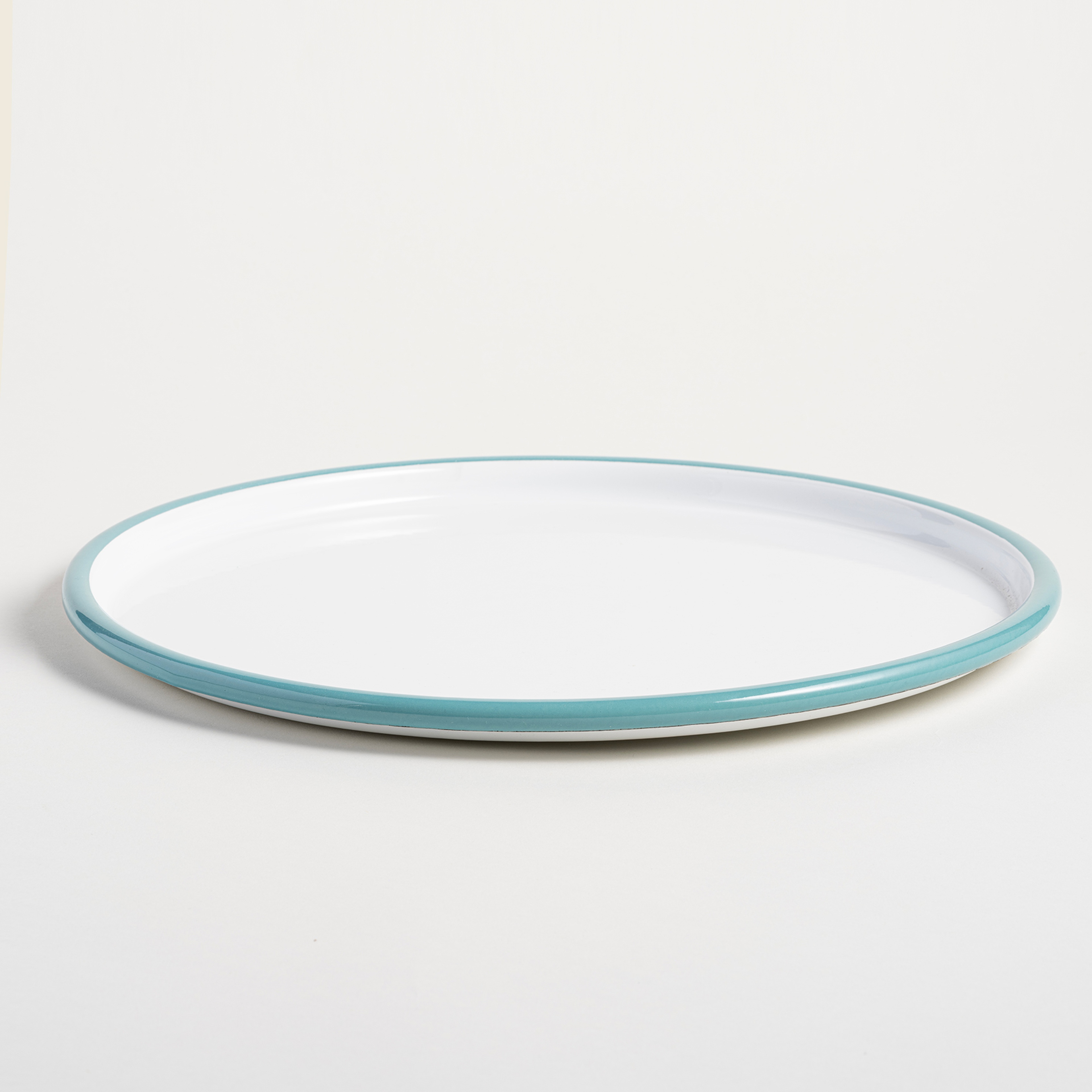 Frigya Emaye Tabak 32 Cm Beyaz - Turkuaz