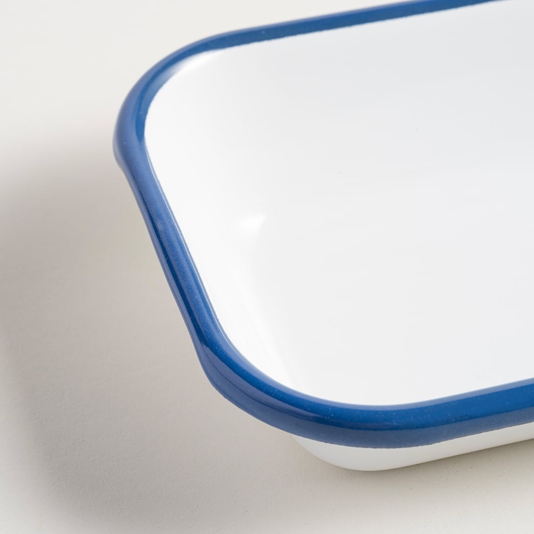 Frigya Emaye Tabak 16 Cm Beyaz - Kobalt