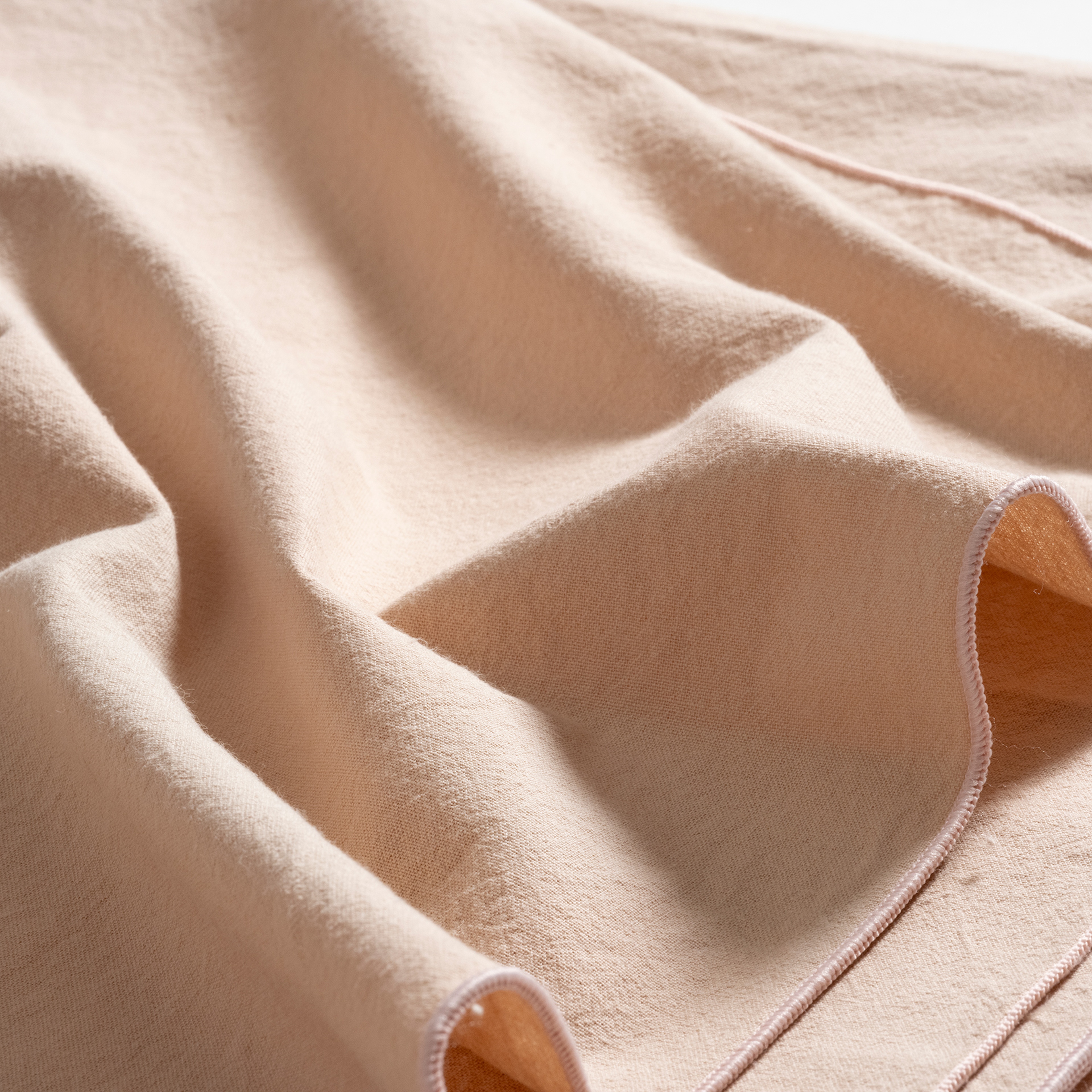 Solıd Overloklu Pamuk %100 Pamuk Masa Örtüsü 160x240 Cm Kum Rengı