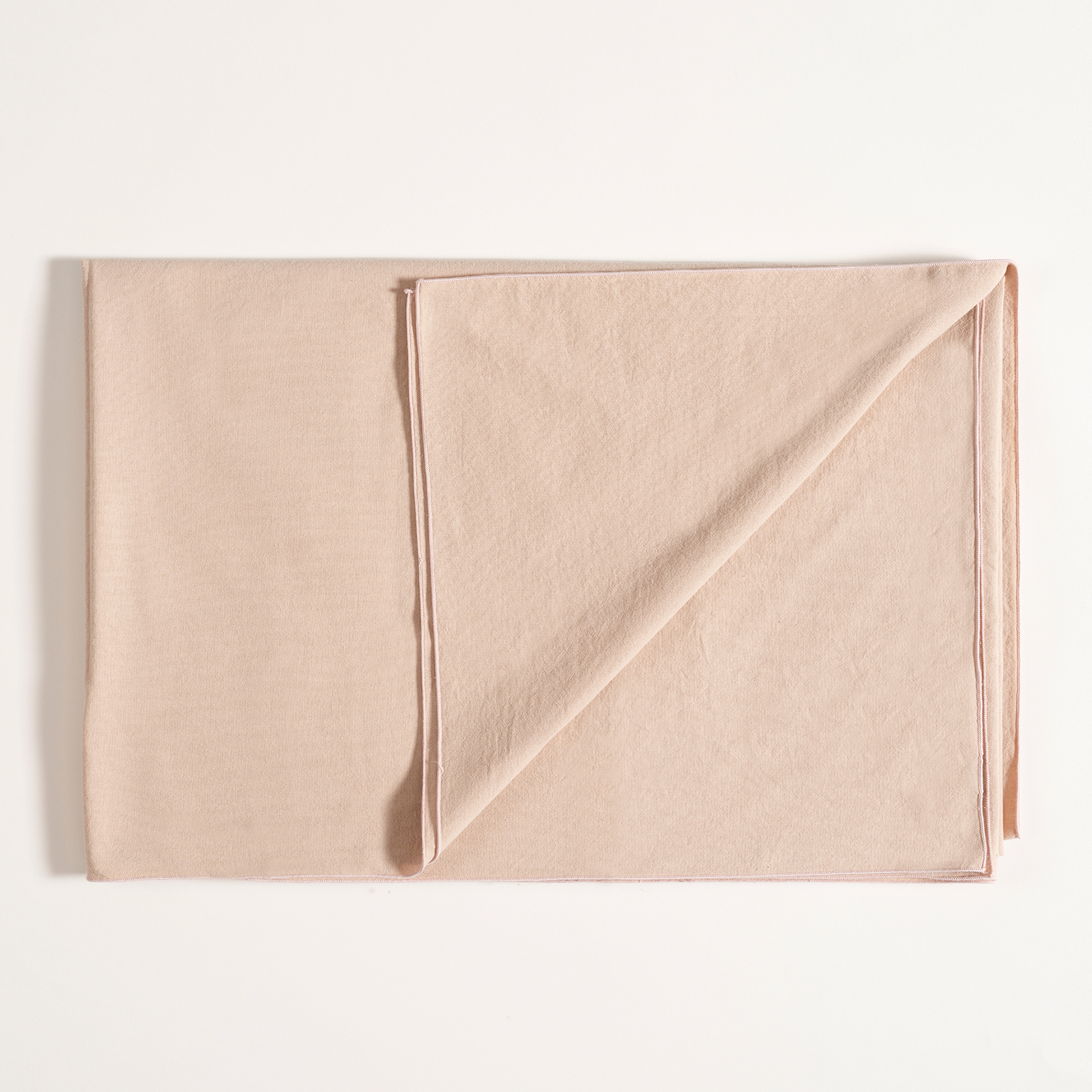 Solıd Overloklu Pamuk %100 Pamuk Masa Örtüsü 160x240 Cm Kum Rengı