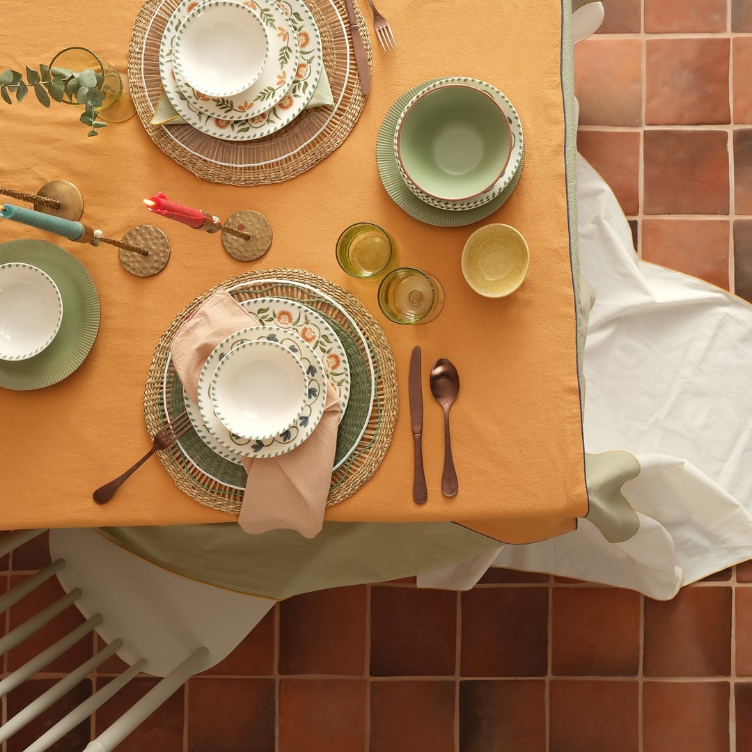 Solıd Overloklu Pamuk %100 Pamuk Masa Örtüsü 160x320 Cm Tarçın