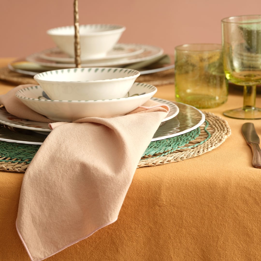 Solıd Overloklu 2'li Pamuk %100 Pamuk Peçete 45x45 Cm Kum Rengı