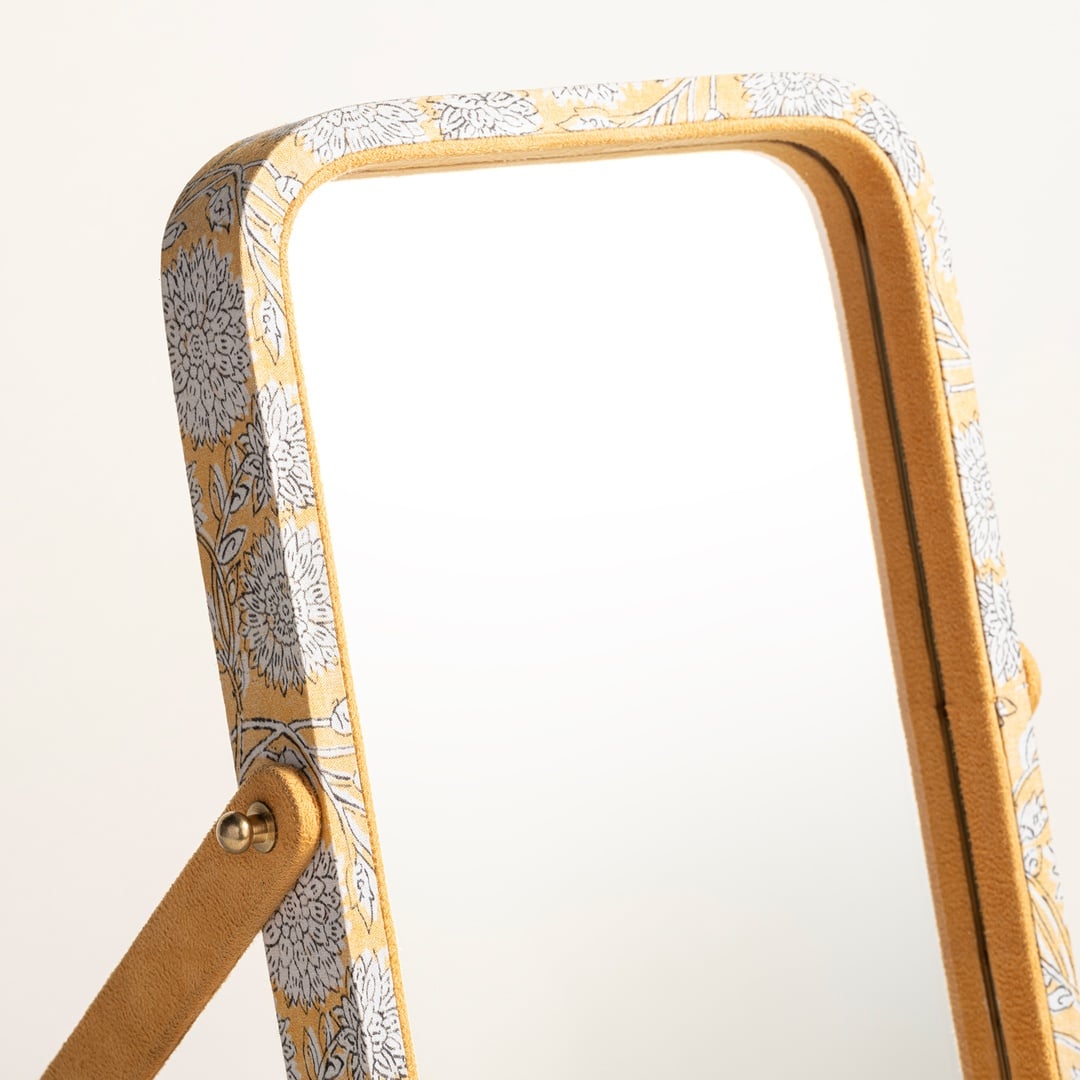 Noıda Baskılı Pamuk Ayna 26x17 Cm Sarı