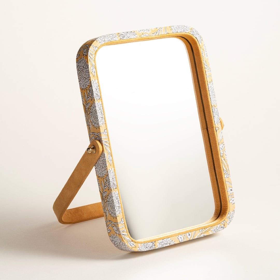 Noıda Baskılı Pamuk Ayna 26x17 Cm Sarı