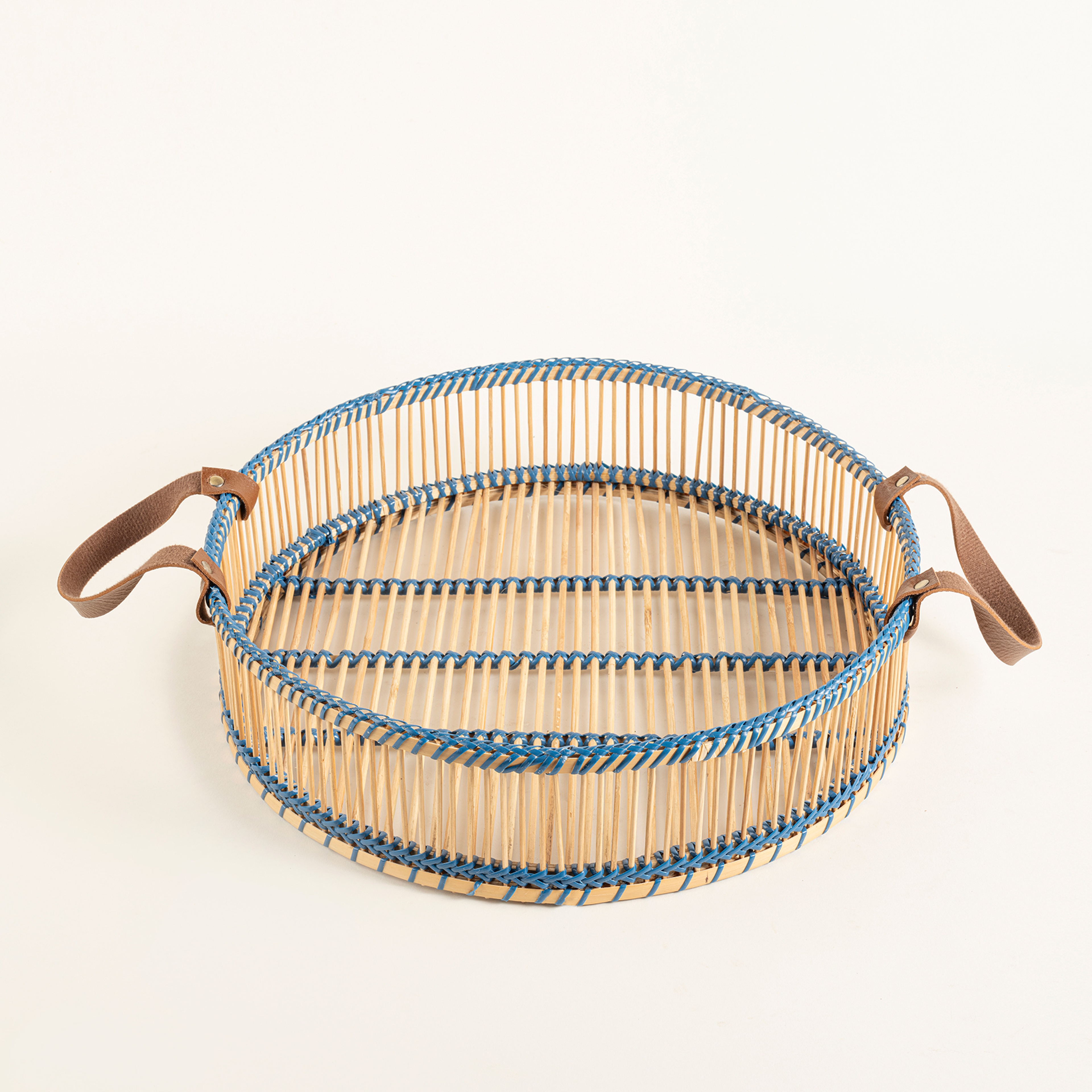 Tam Dao Bambu - Pu Deri Dekoratif Tepsi 40x40x10 Cm Natural - Turuncu