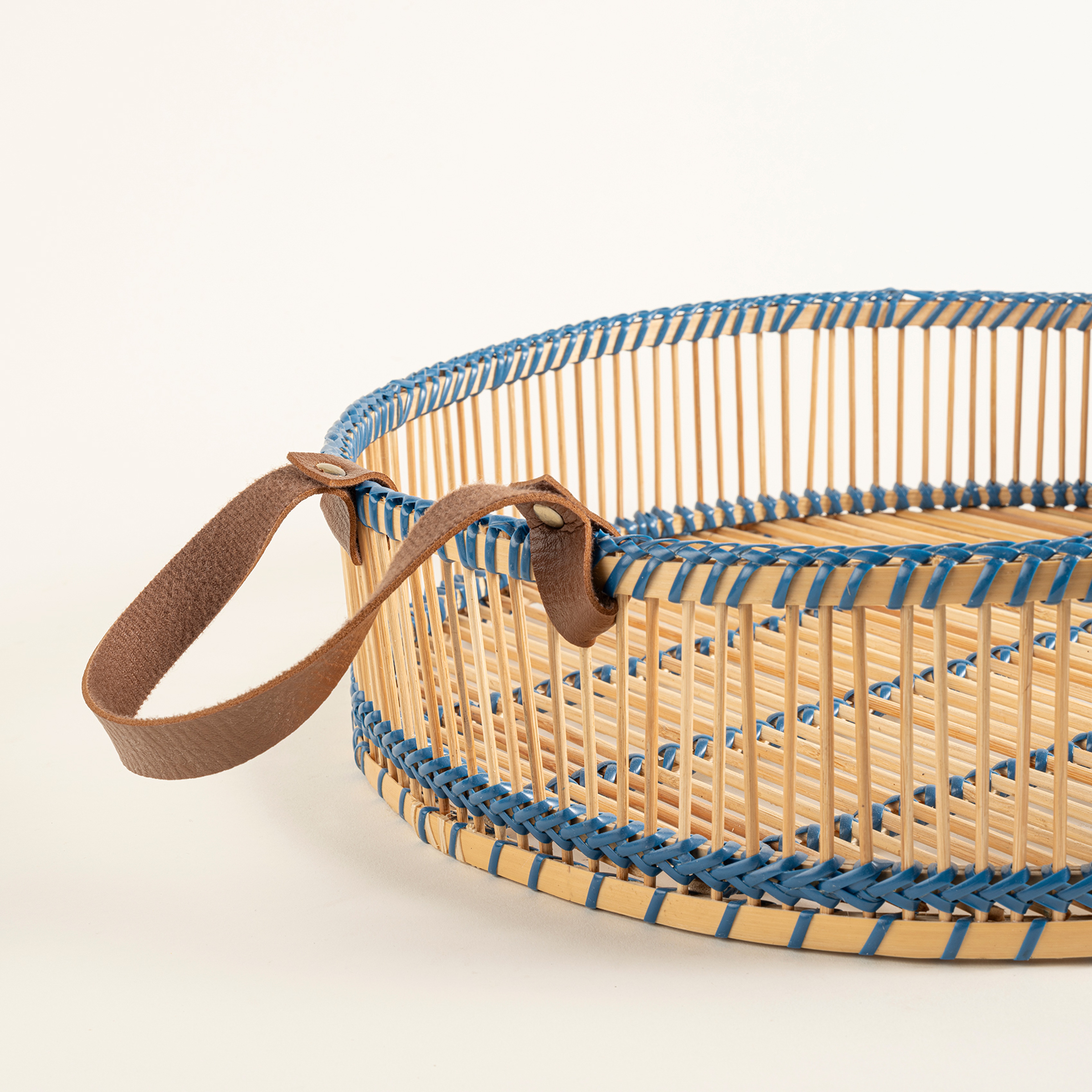 Tam Dao Bambu - Pu Deri Dekoratif Tepsi 40x40x10 Cm Natural - Turuncu