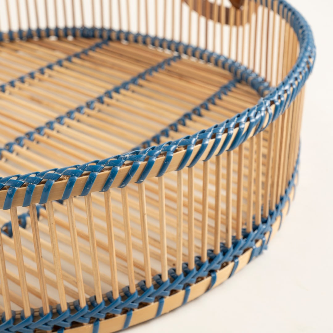 Tam Dao Bambu - Pu Deri Dekoratif Tepsi 40x40x10 Cm Natural - Turuncu