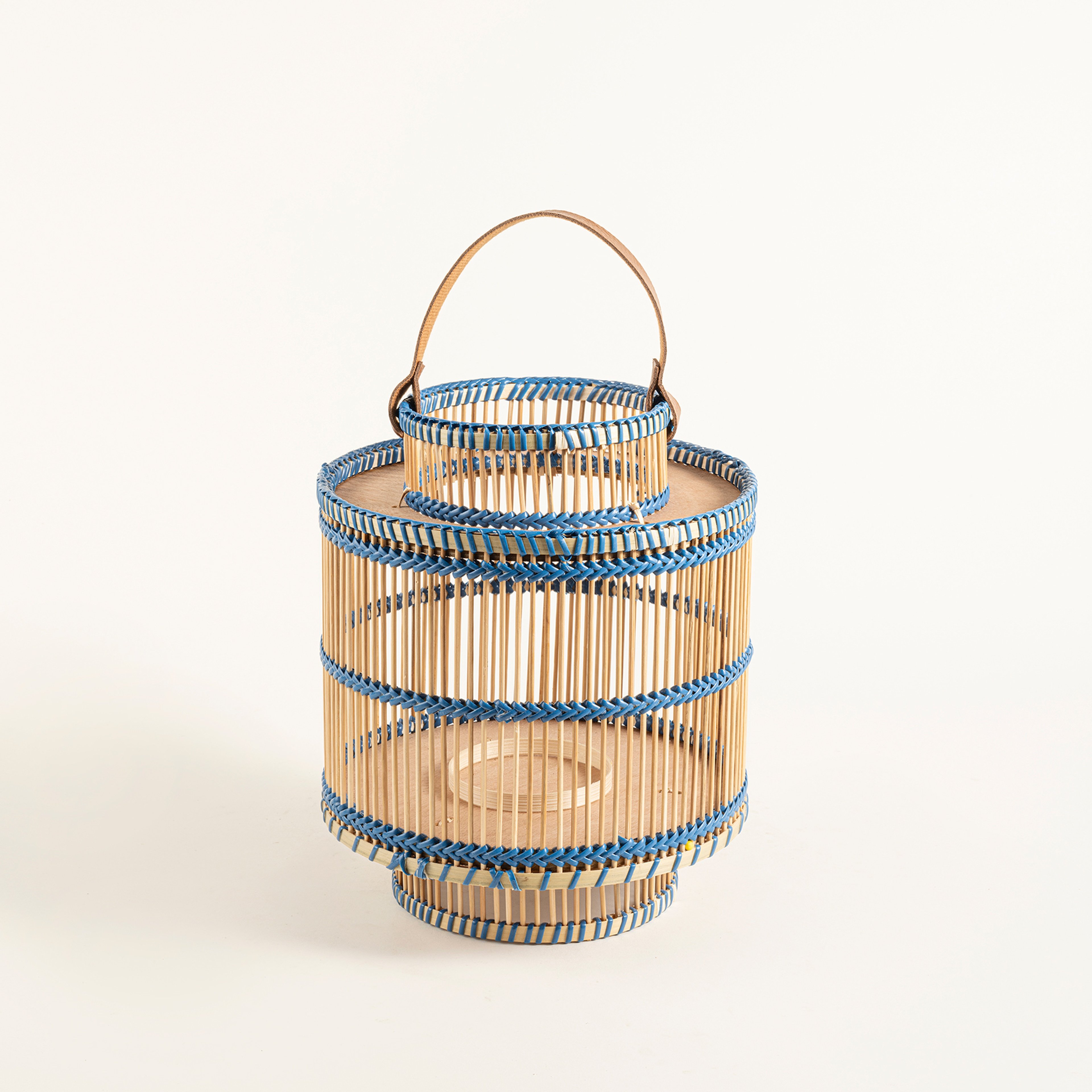 Tam Dao Bambu- Cam- Pu Deri Fener 25x25x30 Cm Natural - Mavi