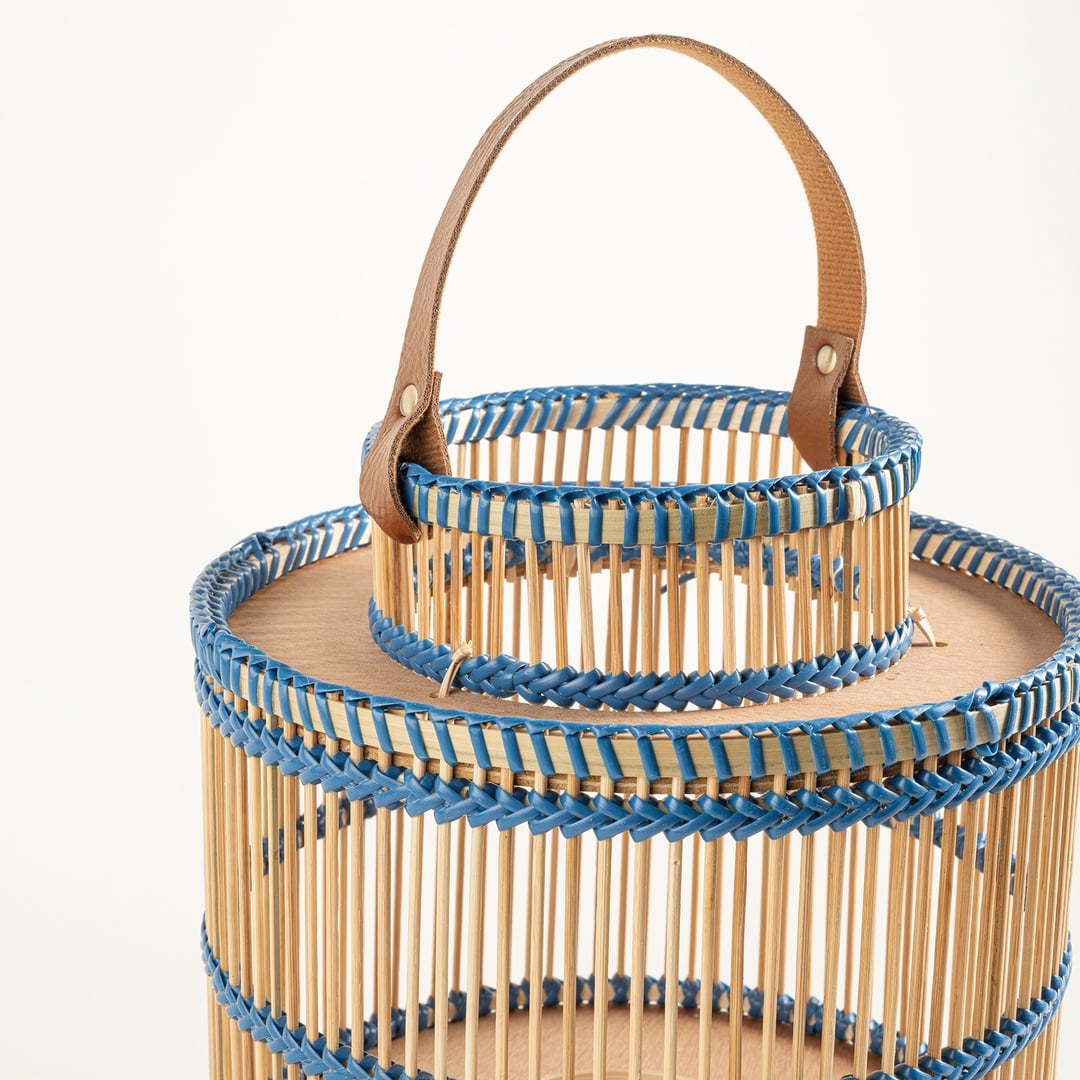 Tam Dao Bambu- Cam- Pu Deri Fener 25x25x30 Cm Natural - Mavi