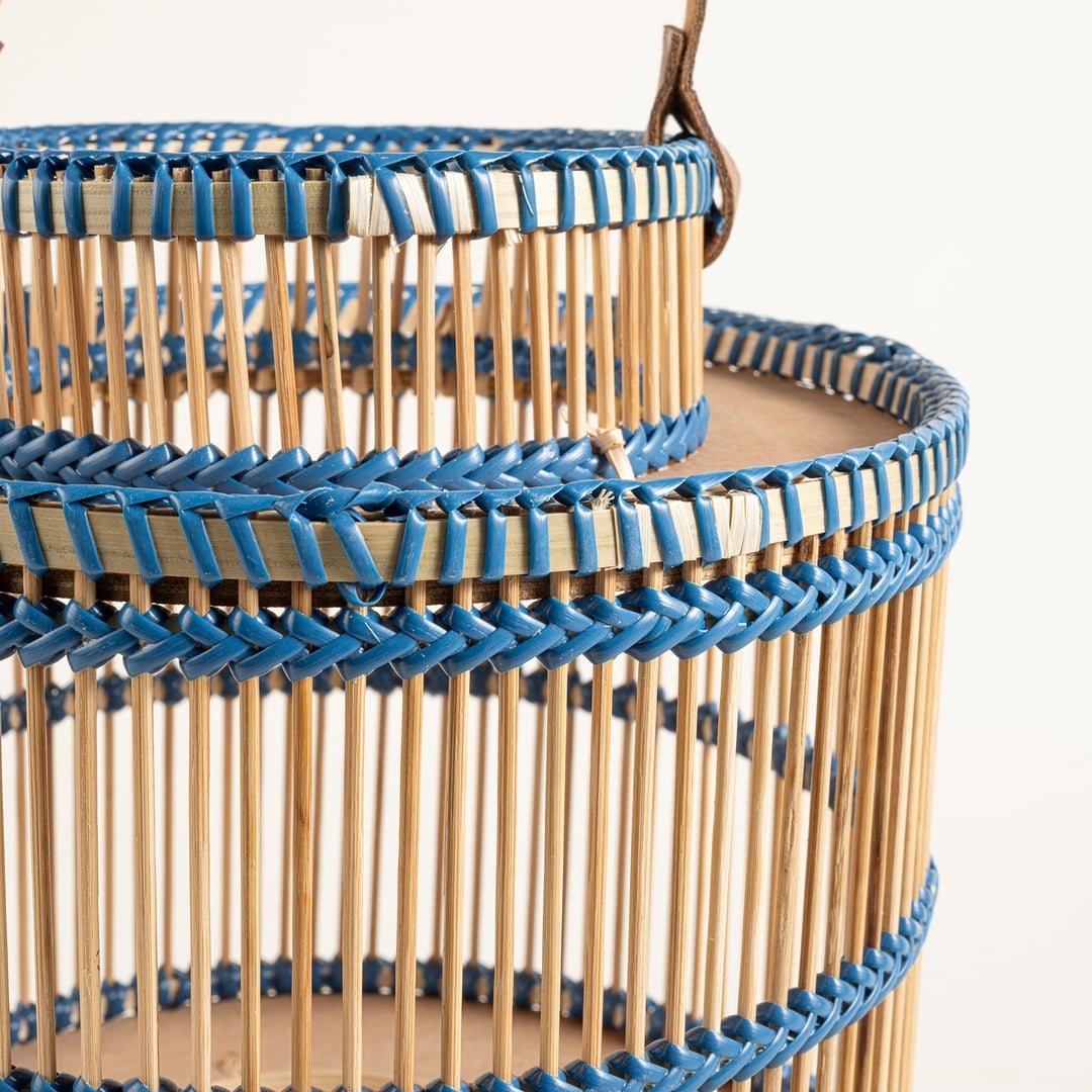 Tam Dao Bambu- Cam- Pu Deri Fener 25x25x30 Cm Natural - Mavi