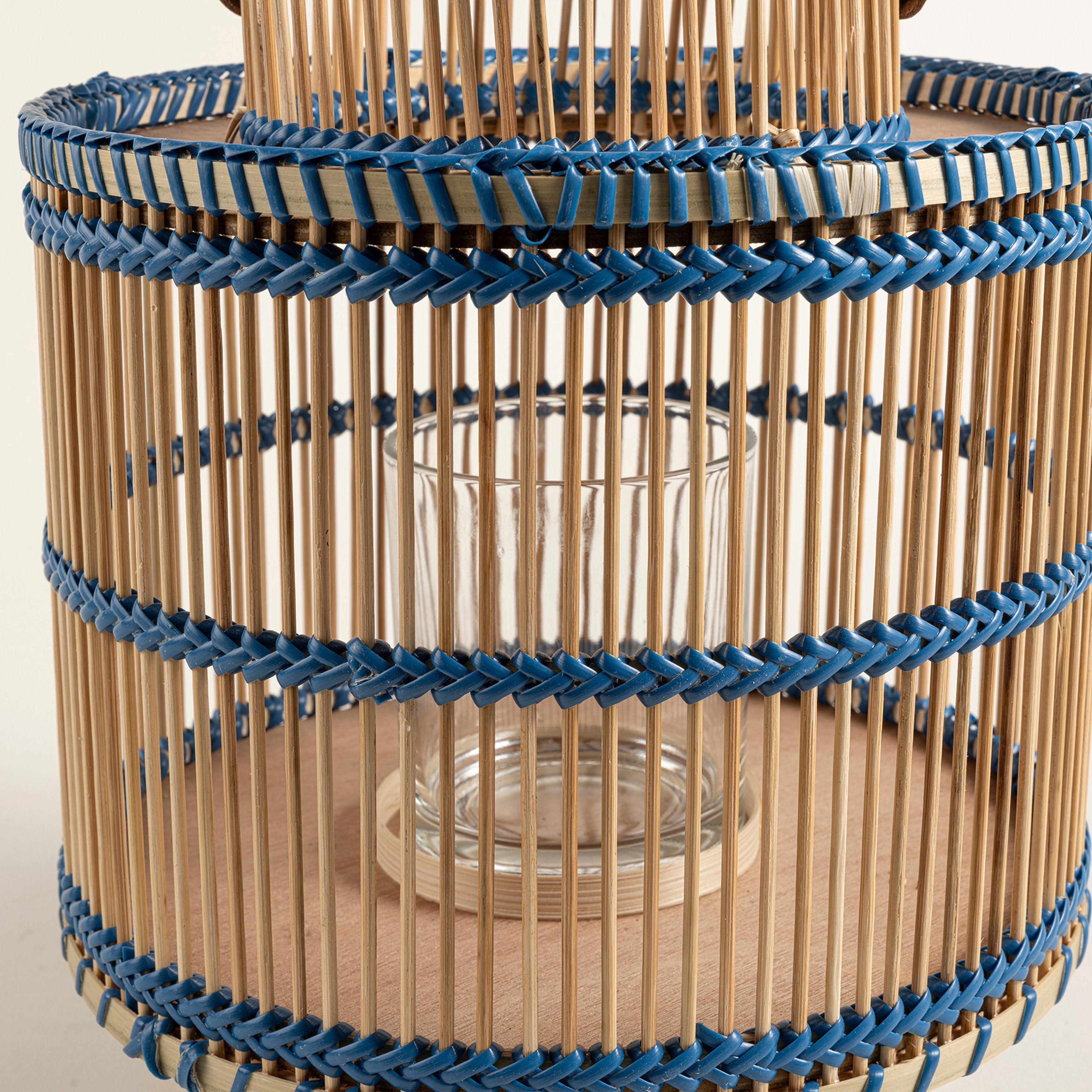 Tam Dao Bambu- Cam- Pu Deri Fener 25x25x30 Cm Natural - Mavi