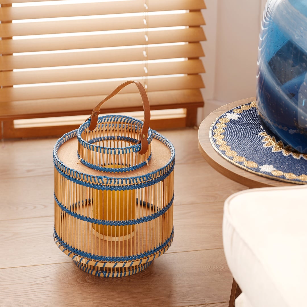 Tam Dao Bambu- Cam- Pu Deri Fener 25x25x30 Cm Natural - Mavi