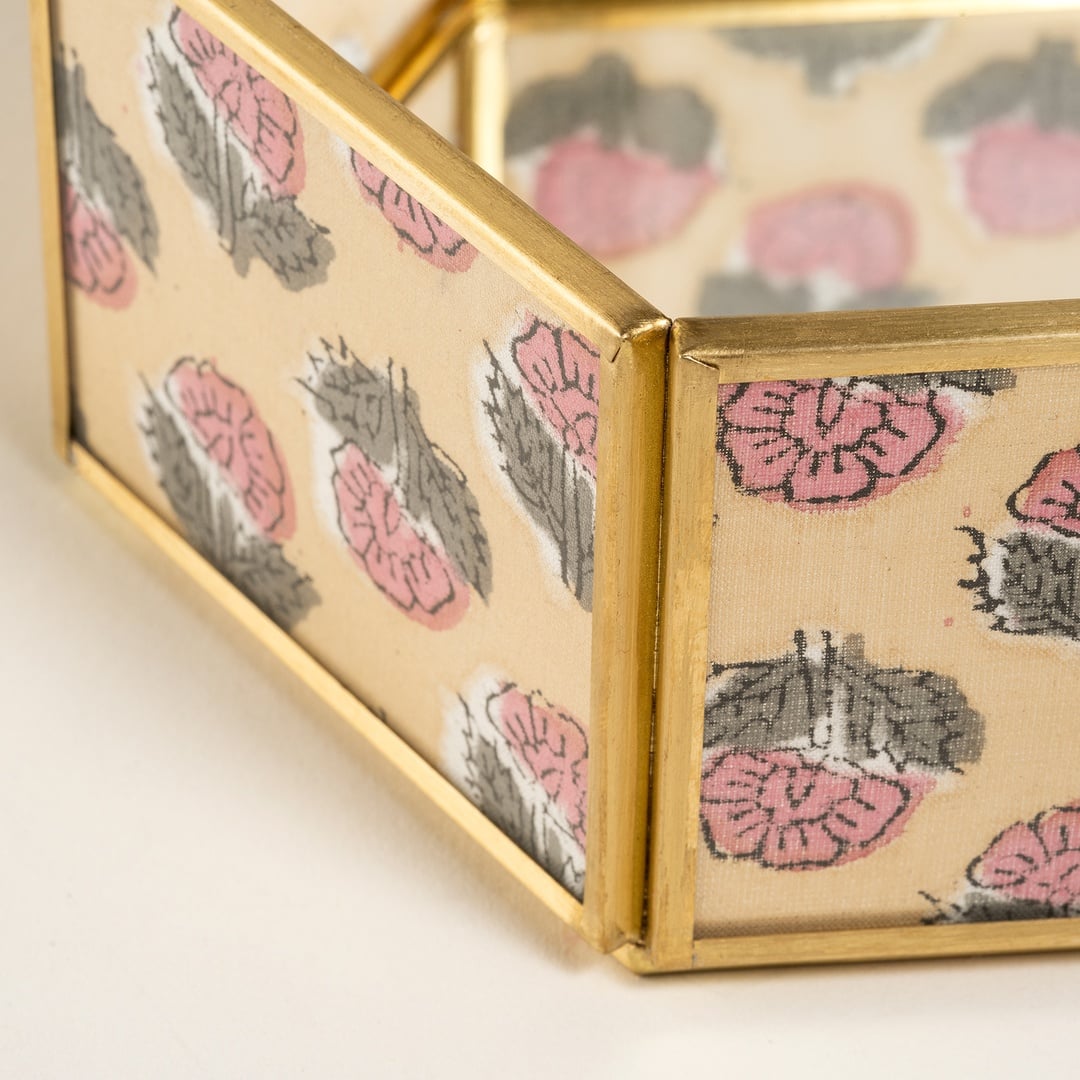 Fagu Cam Dekoratif Kutu 17x15x6 Cm Pembe - Yeşil