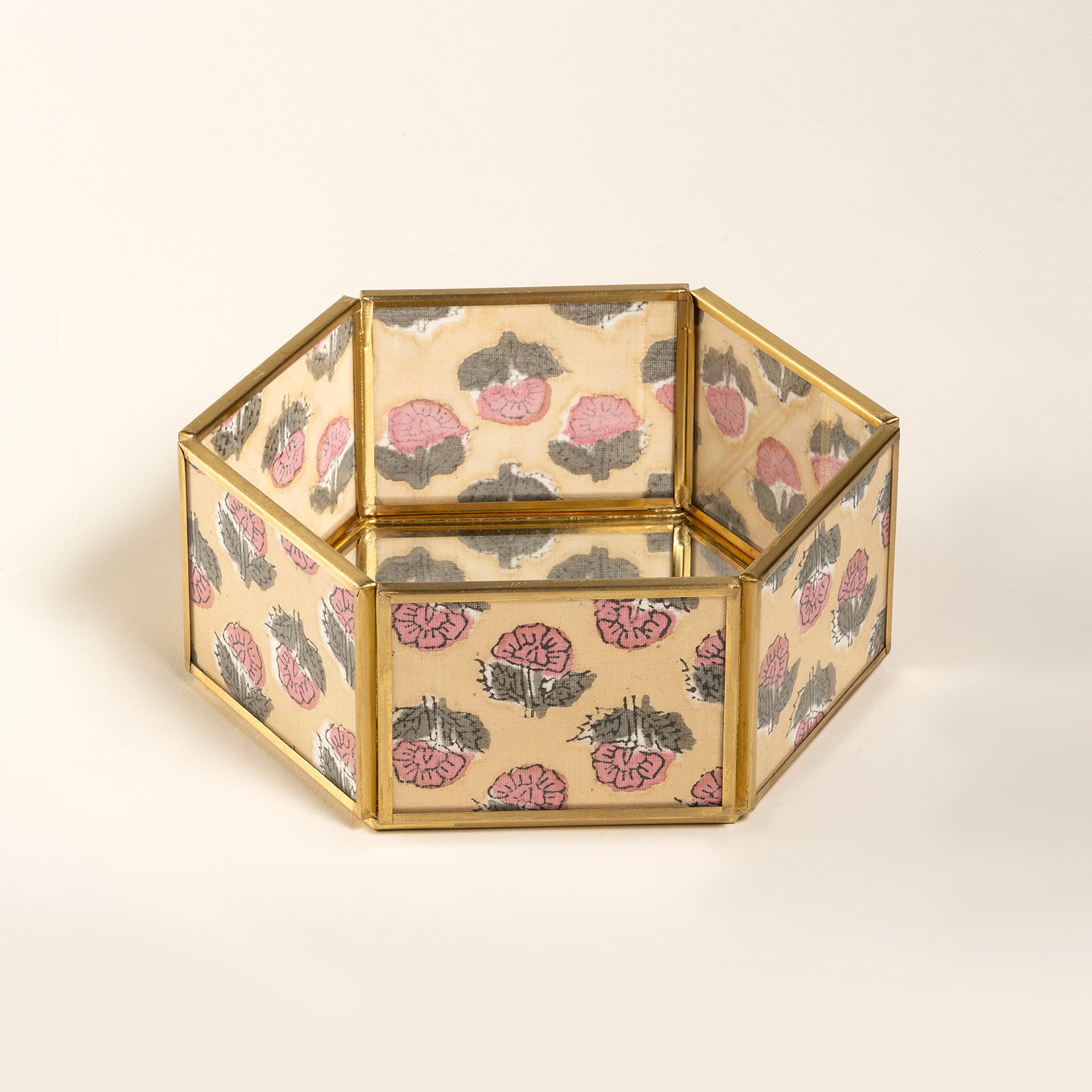 Fagu Cam Dekoratif Kutu 17x15x6 Cm Pembe - Yeşil