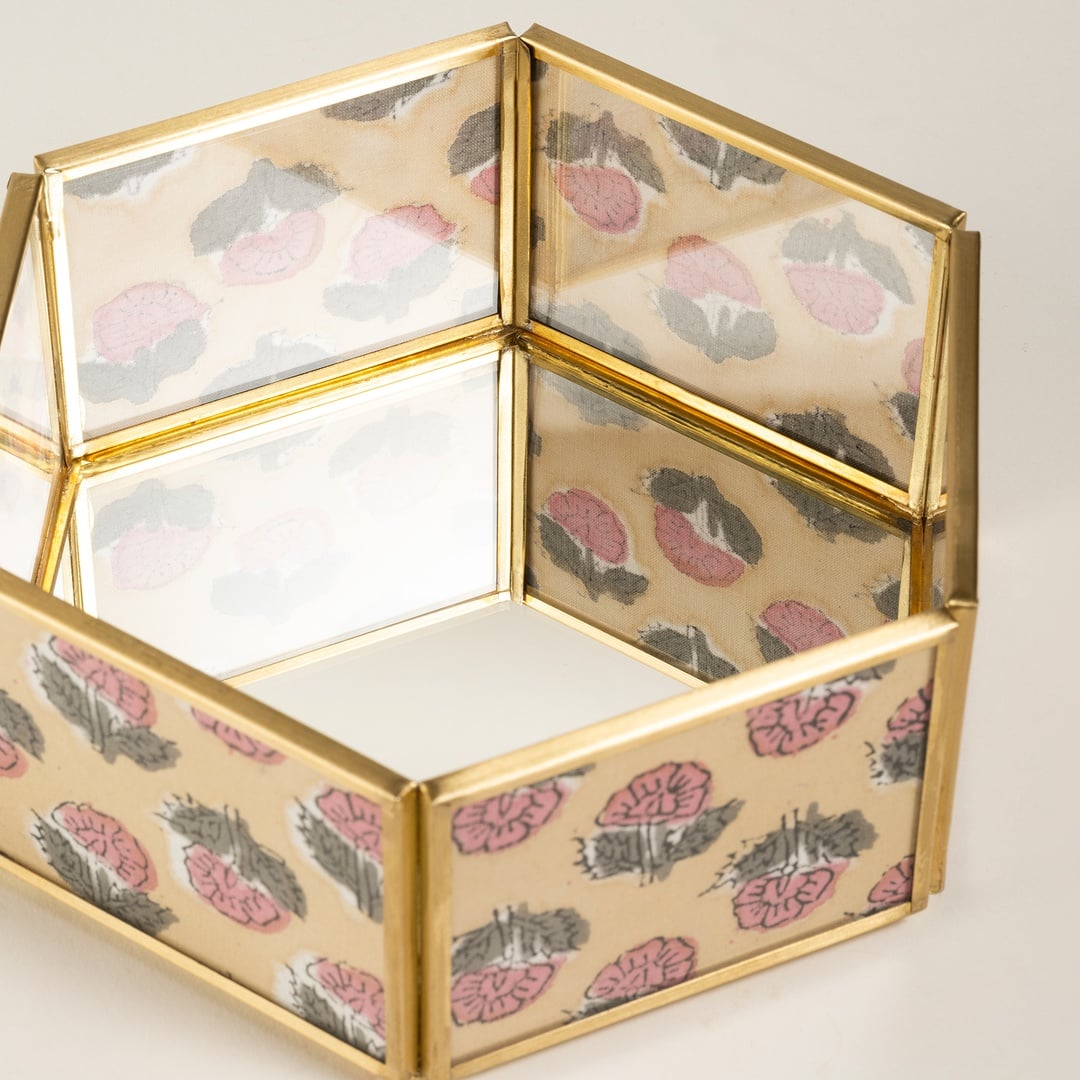 Fagu Cam Dekoratif Kutu 17x15x6 Cm Pembe - Yeşil