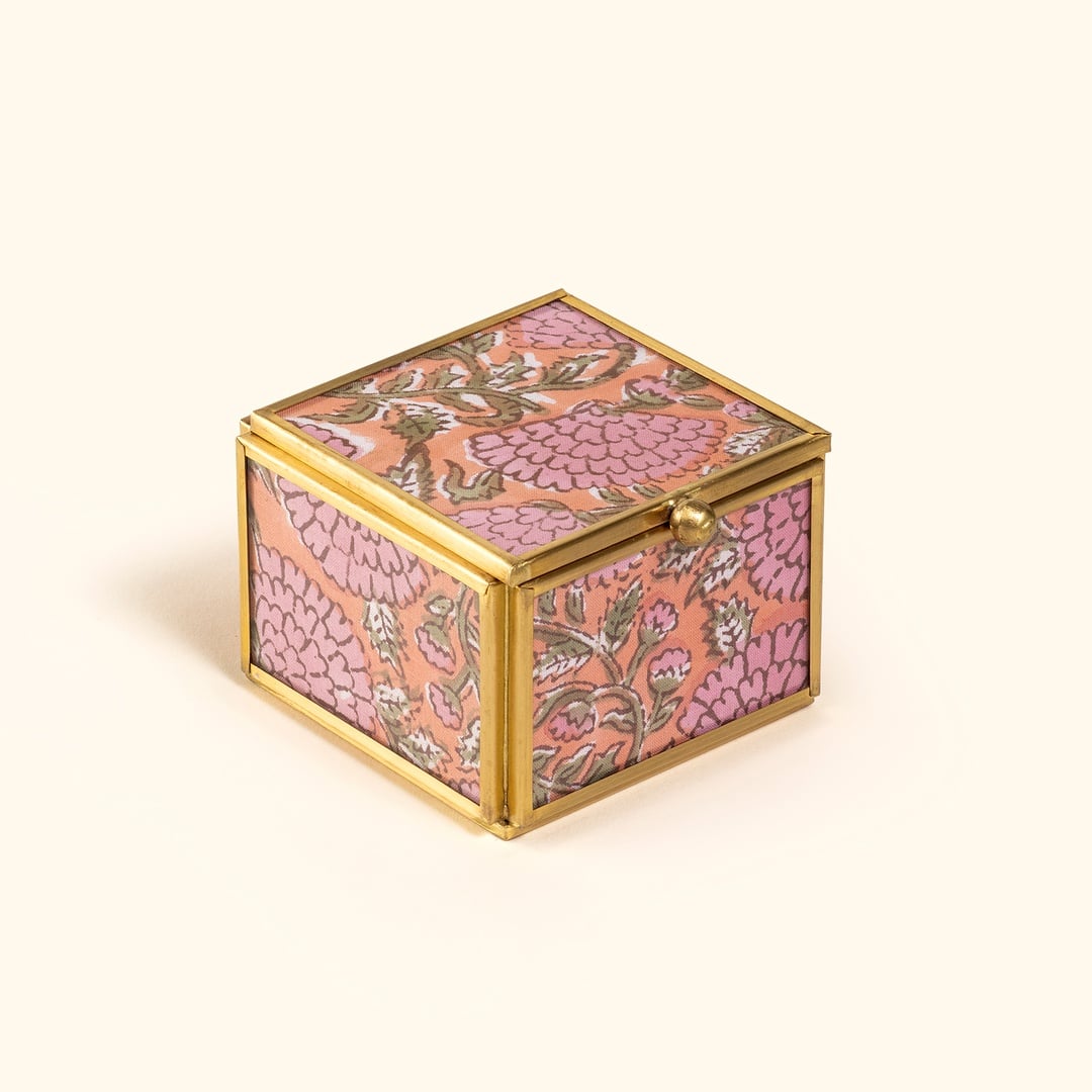 Fagu Cam Dekoratif Kutu 8x8x6 Cm Pembe