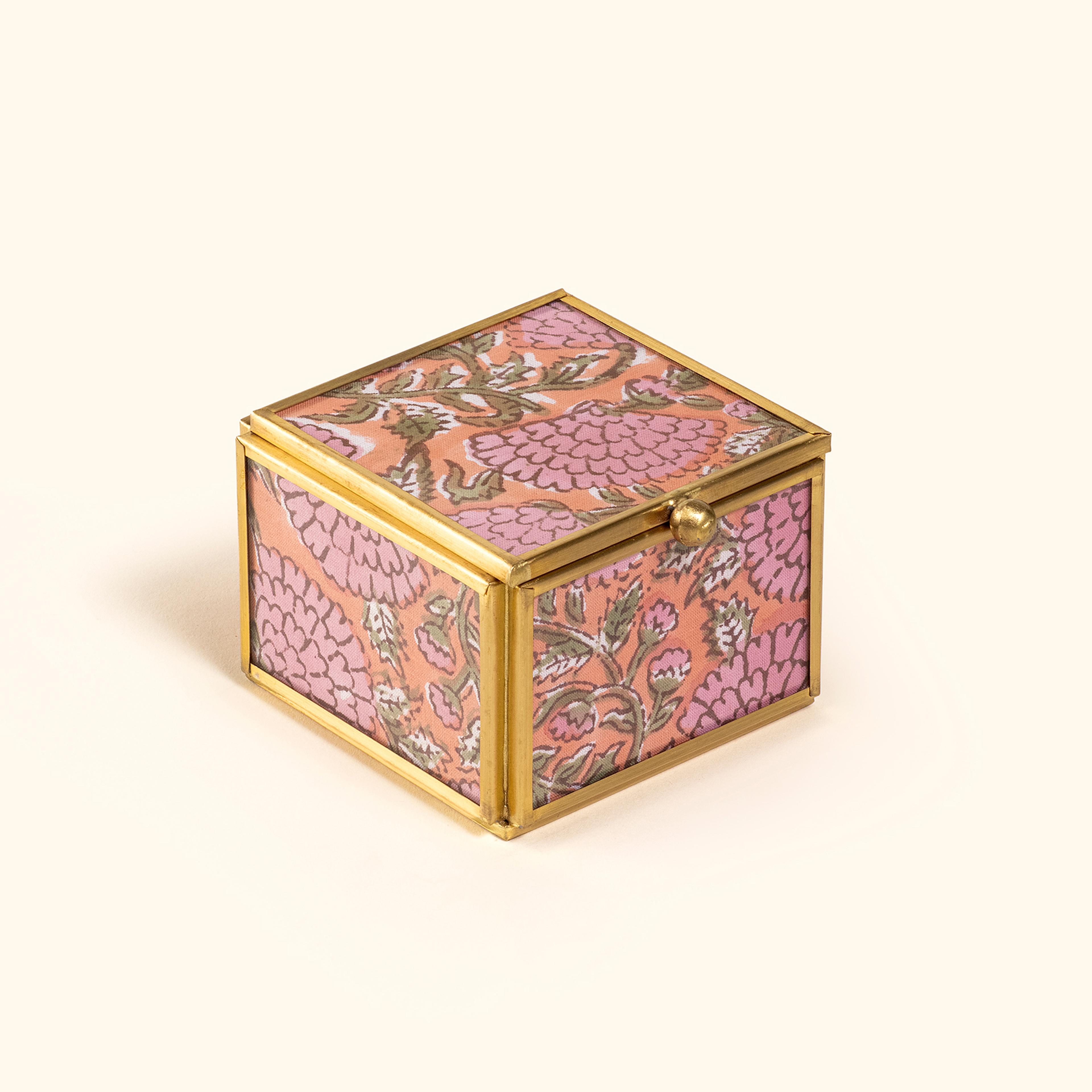Fagu Cam Dekoratif Kutu 8x8x6 Cm Pembe