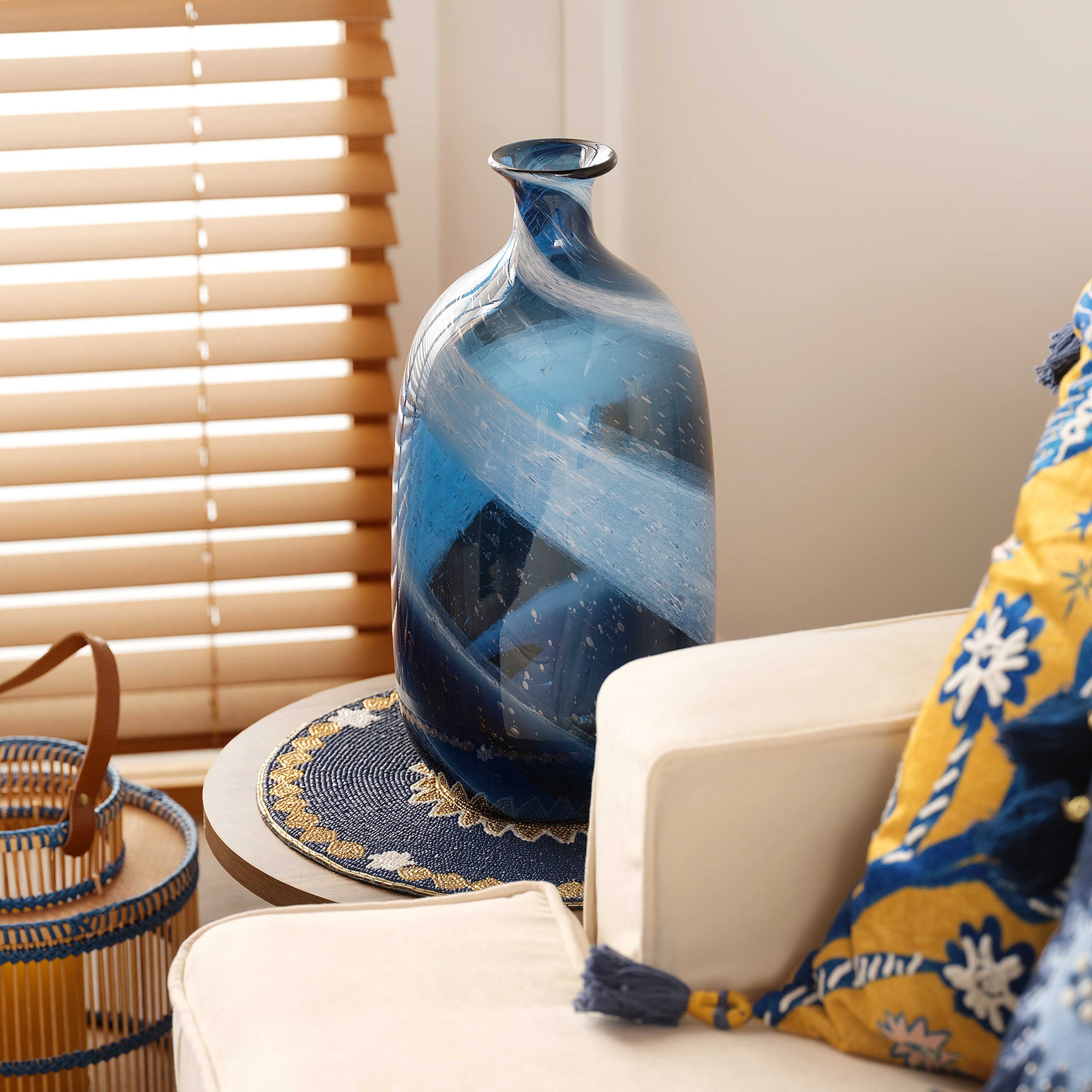 Macau Cam Vazo 19.5x19.5x40 Cm Mavi