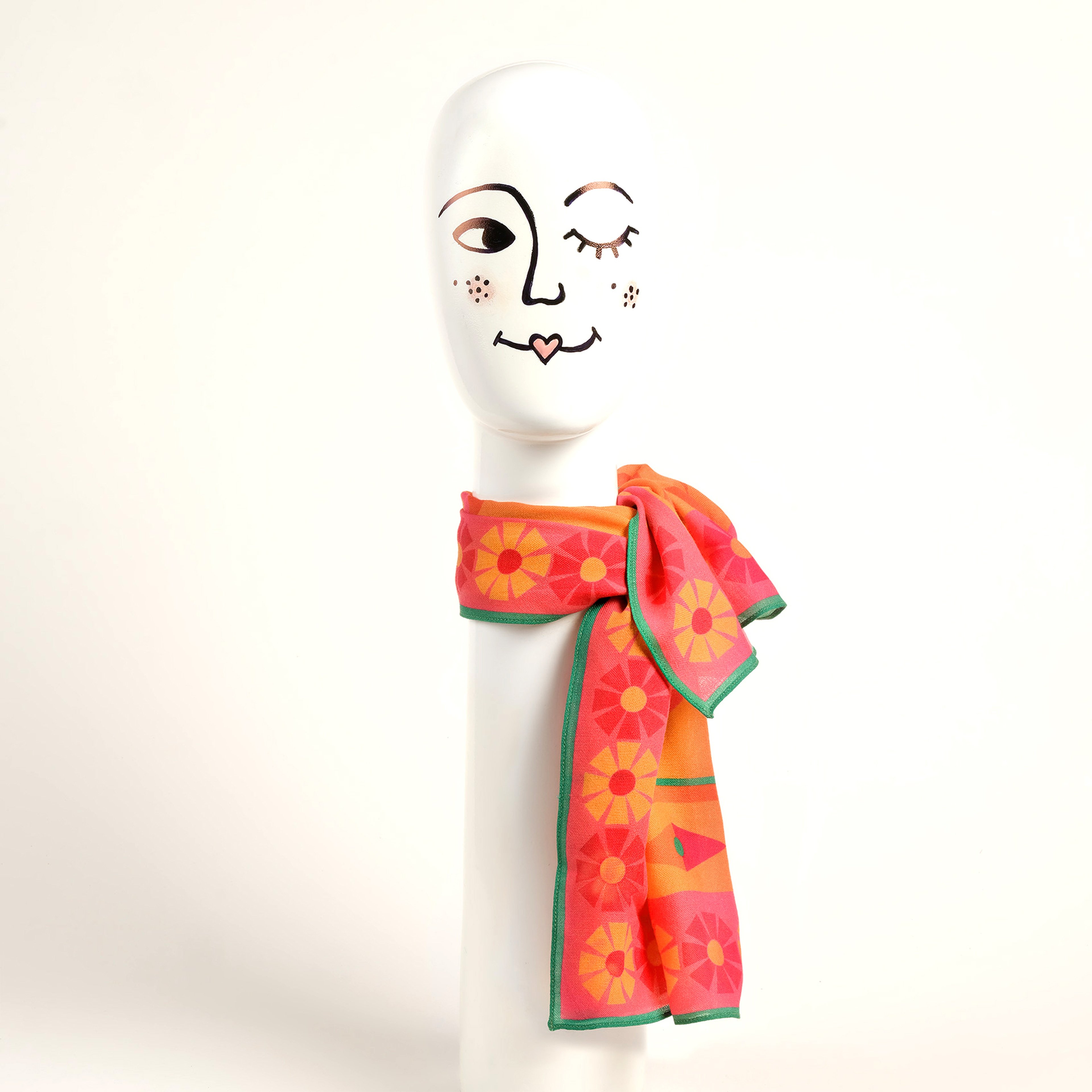 Pera Dijital Baskılı %100 Yün Fular 90x90 Cm Renkli