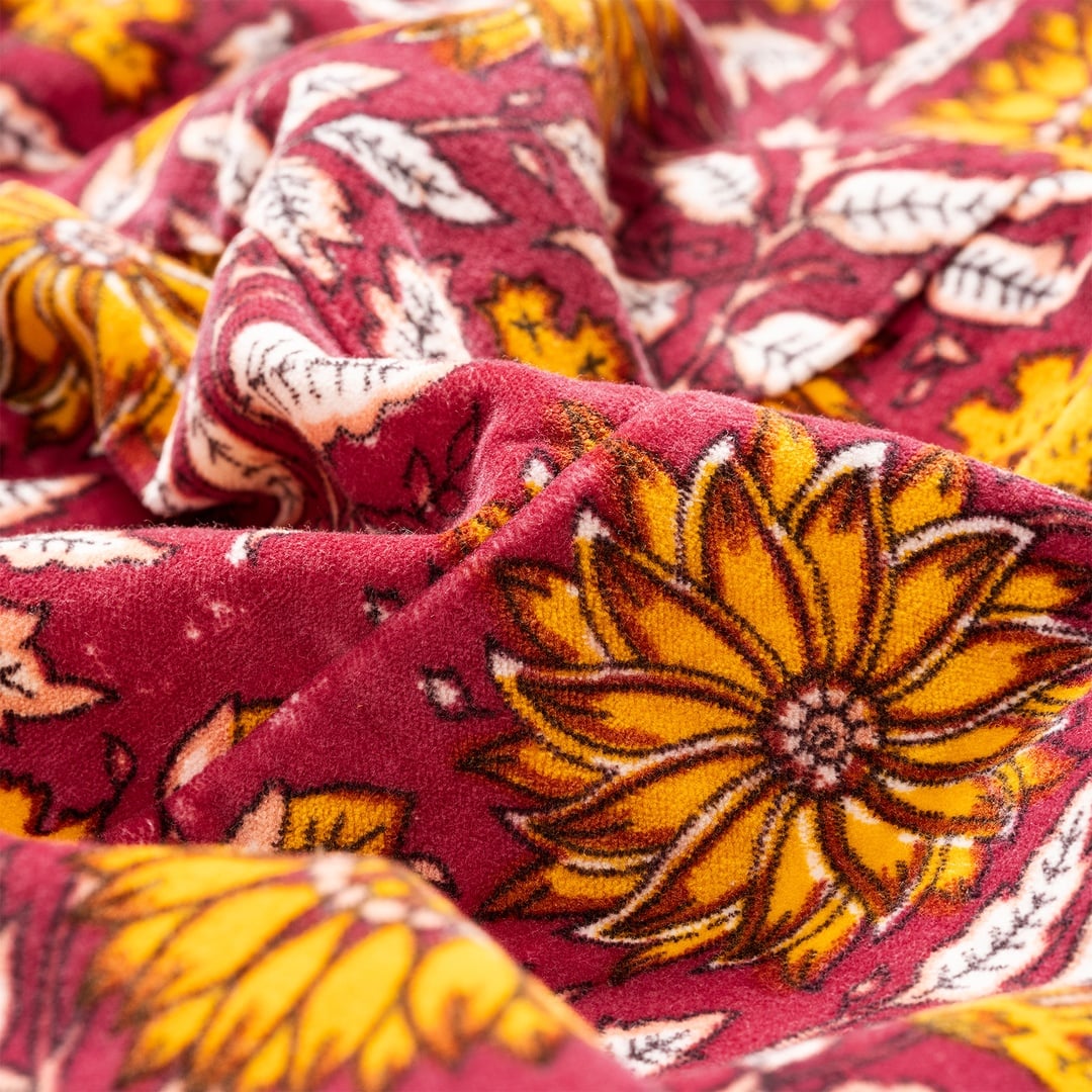 Bundı El Baskısı %100 Pamuk Large-Xlarge Beden Sabahlık Fuşya