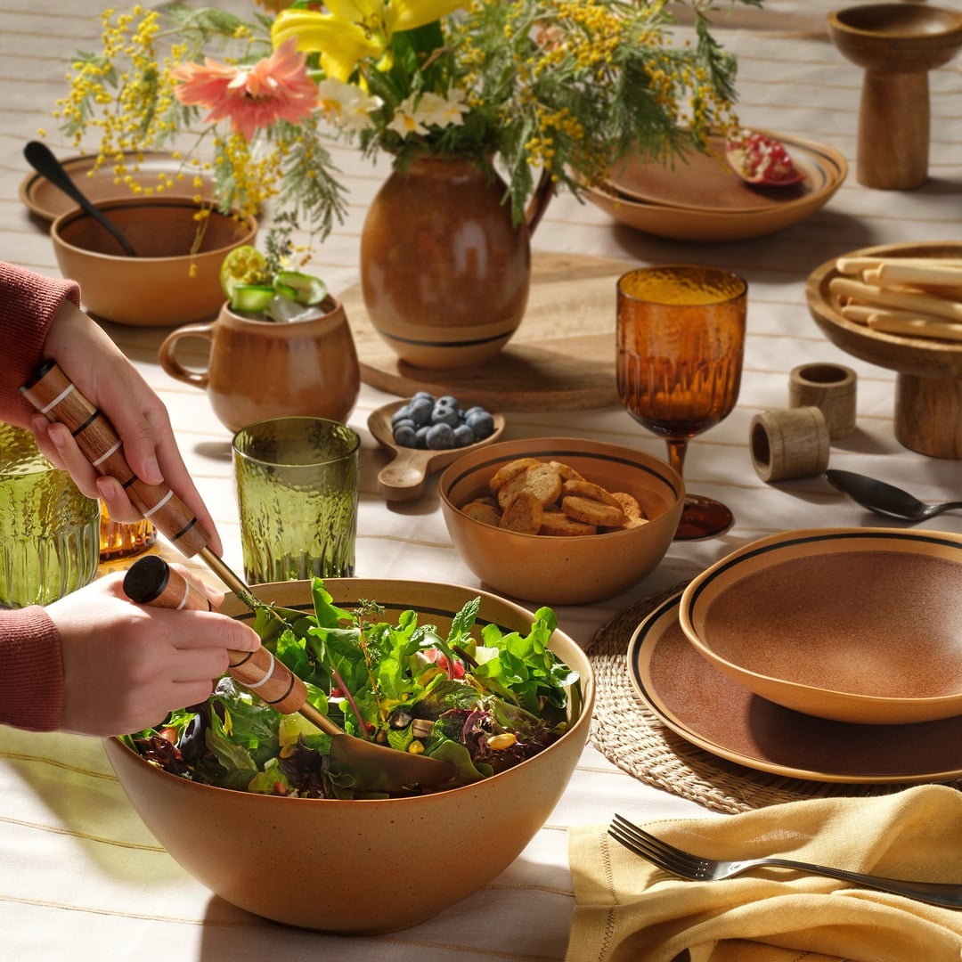 Lızbon Stoneware Salata Kasesi 27x27x13 Cm Kahverengi