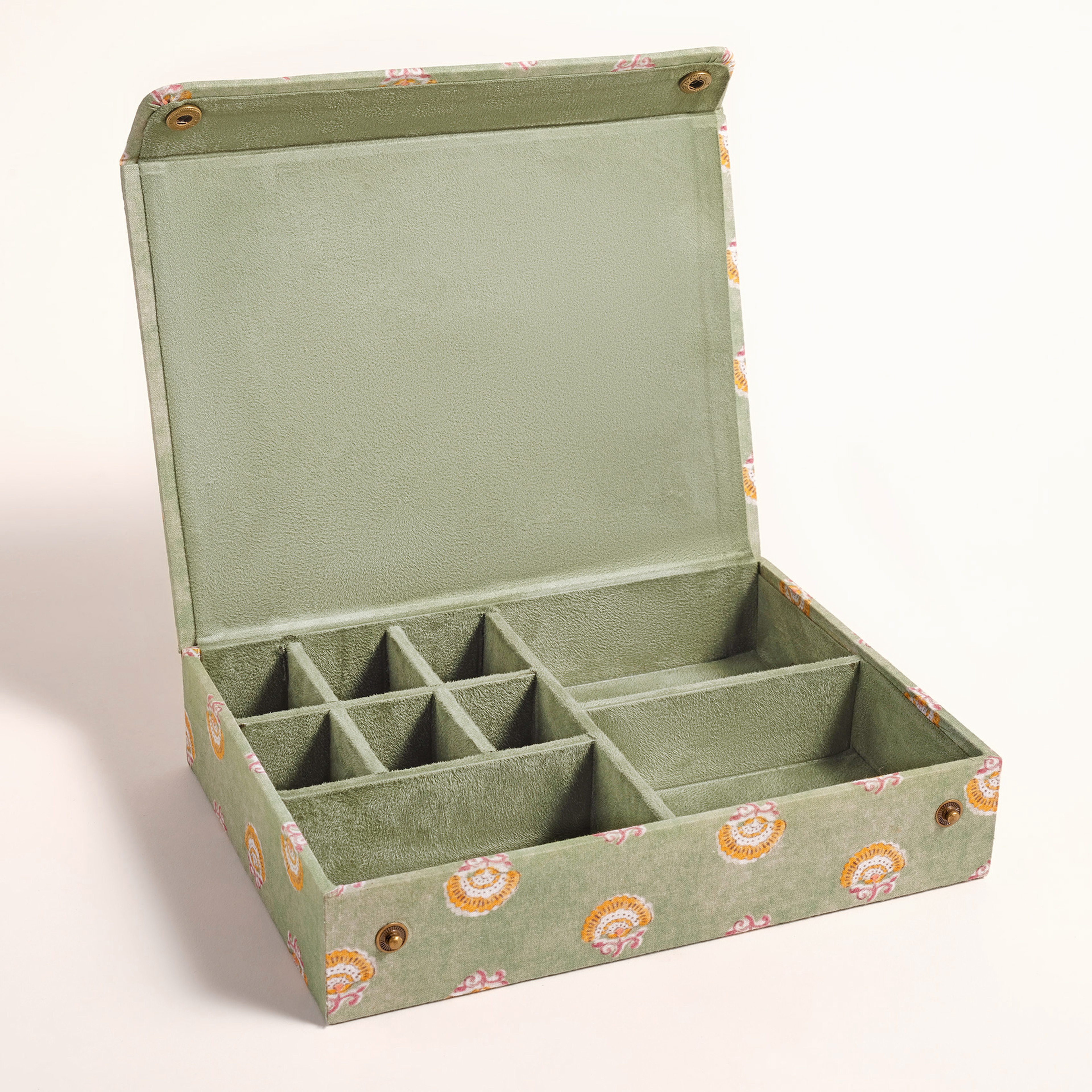 Noıda Baskılı Pamuk Dekoratif Kutu 22.20x16.80 Cm Orman Yeşilı