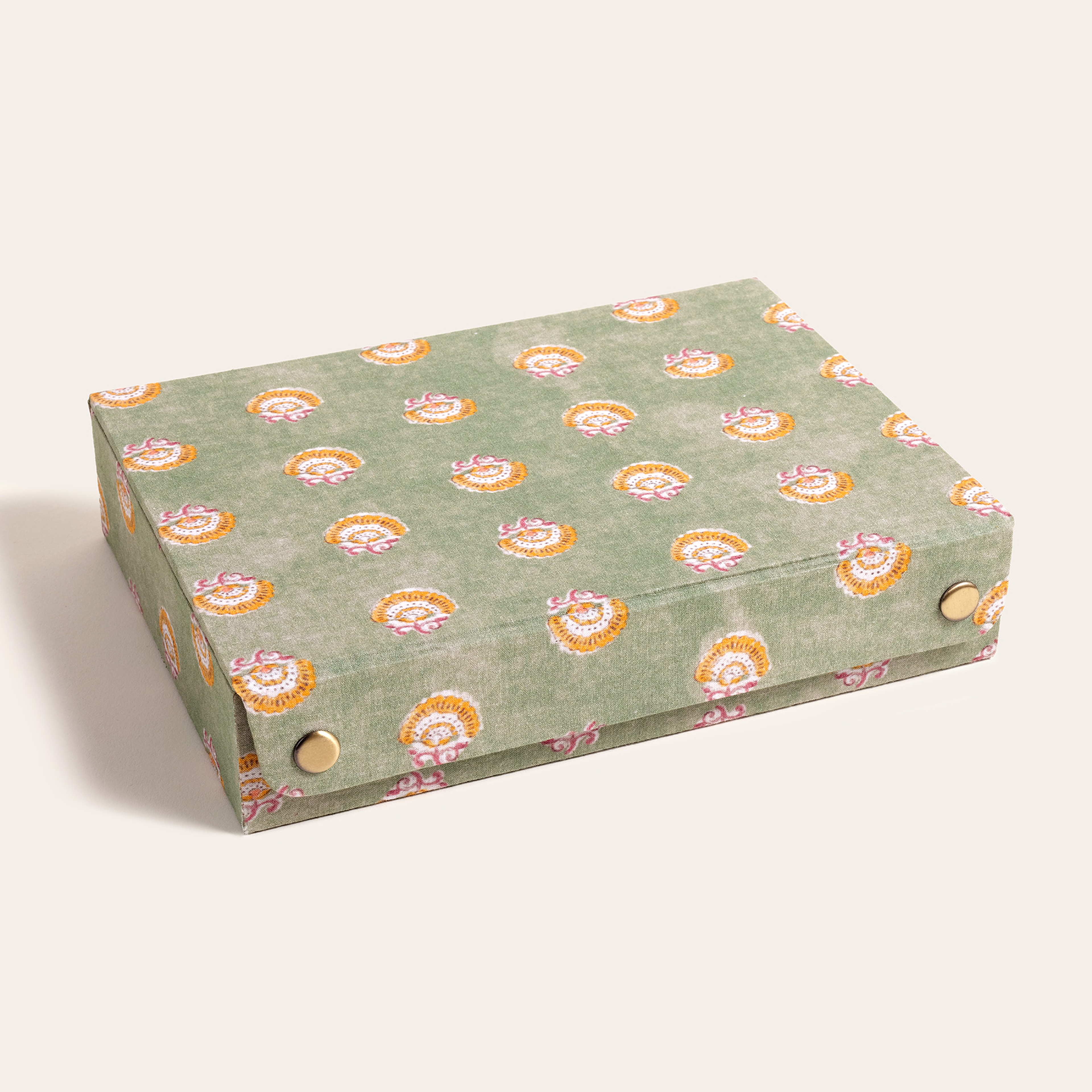 Noıda Baskılı Pamuk Dekoratif Kutu 22.20x16.80 Cm Orman Yeşilı