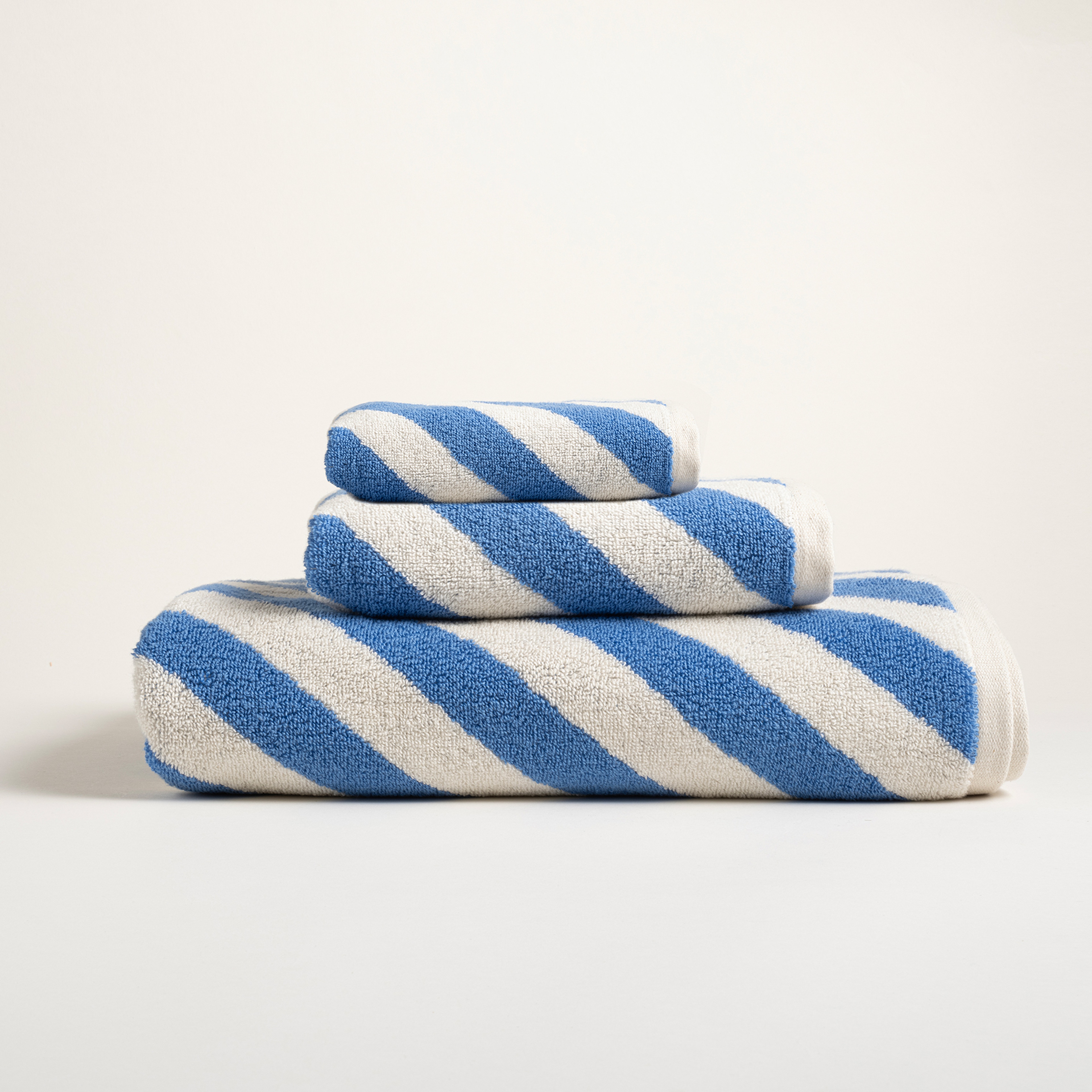 Ornaz İplik Boyalı Verevli Pamuk %100 Pamuk Banyo Havlusu 90x150 Cm Natural - Mavi