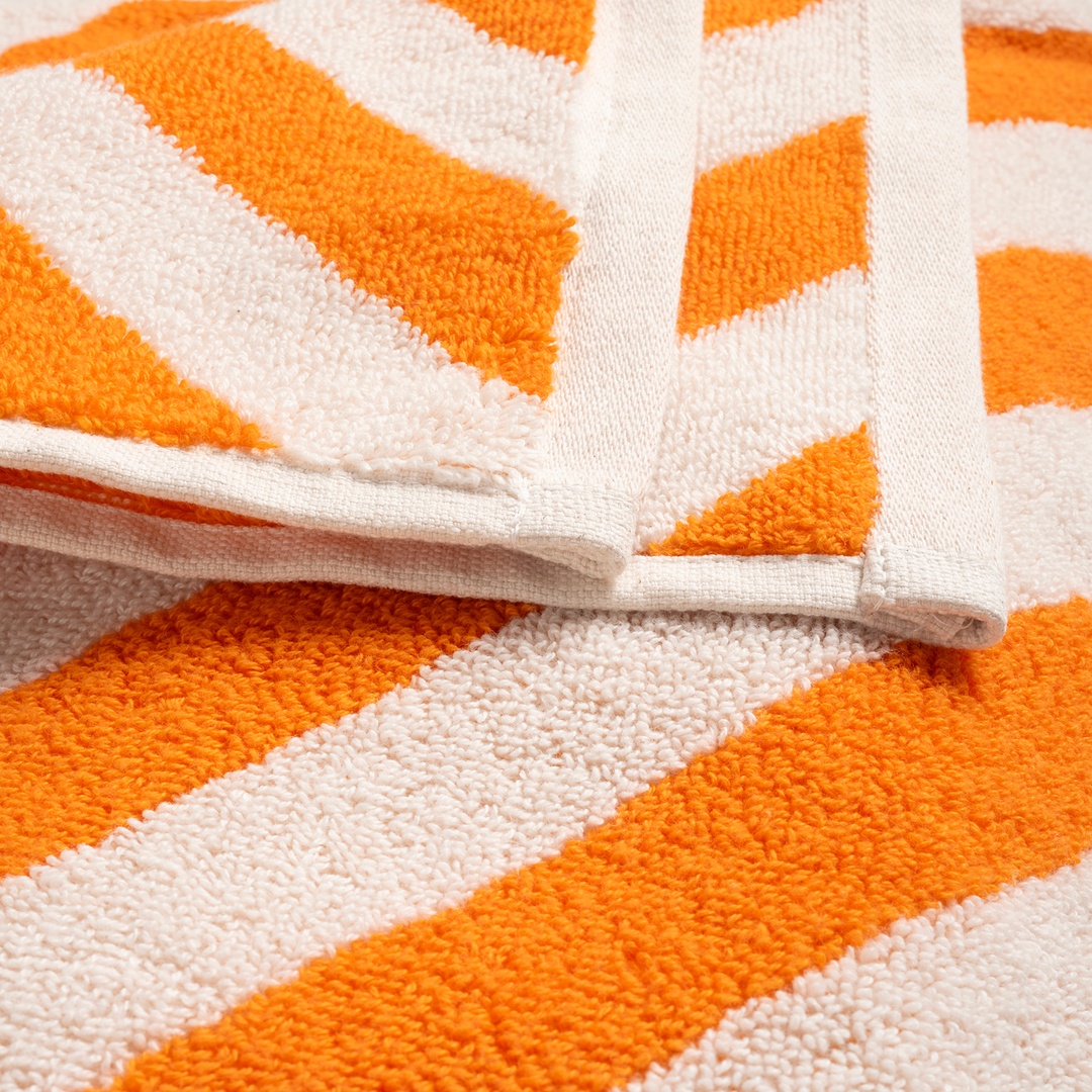 Ornaz İplik Boyalı Verevli Pamuk %100 Pamuk Banyo Havlusu 90x150 Cm Natural - Turuncu