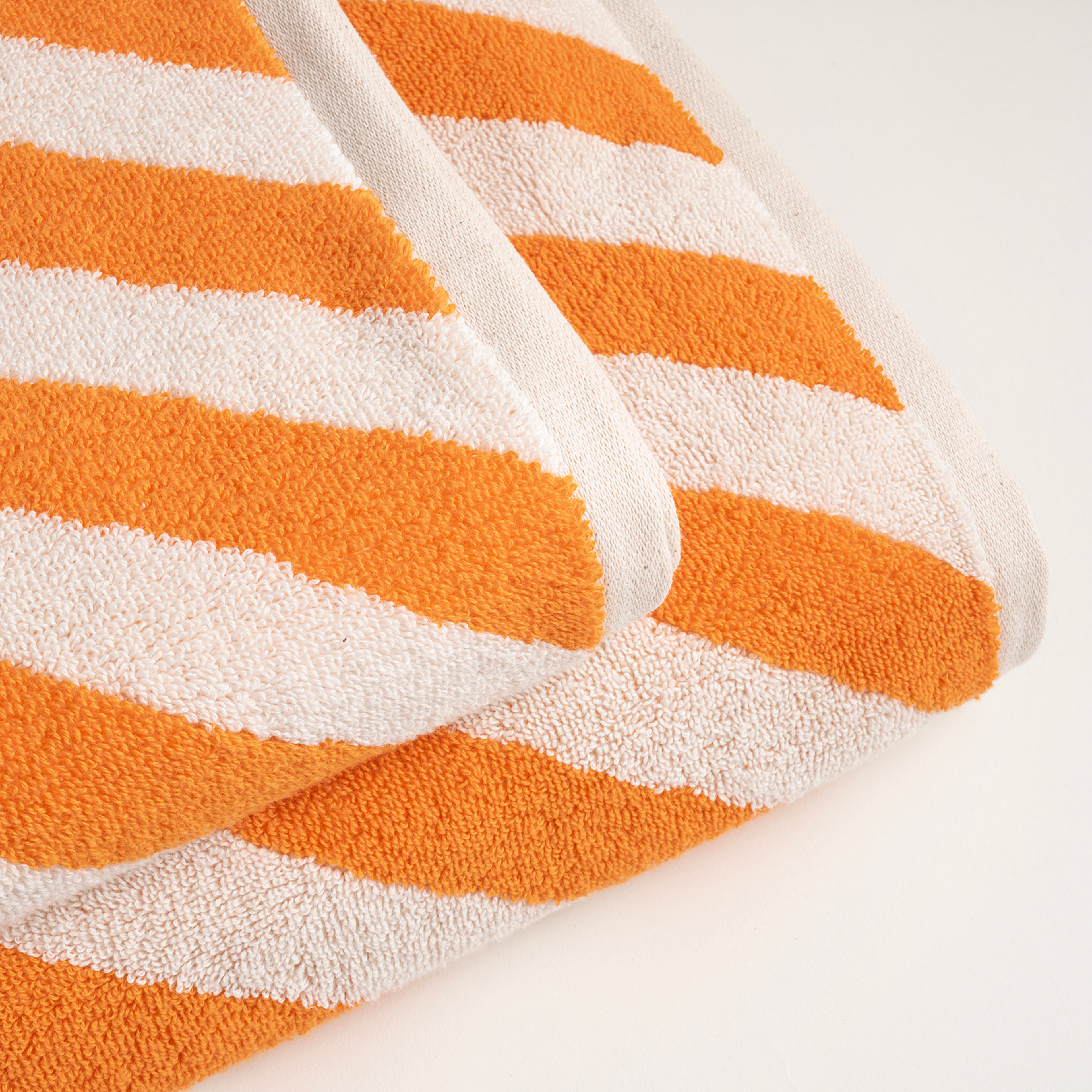Ornaz İplik Boyalı Verevli Pamuk %100 Pamuk Banyo Havlusu 90x150 Cm Natural - Turuncu