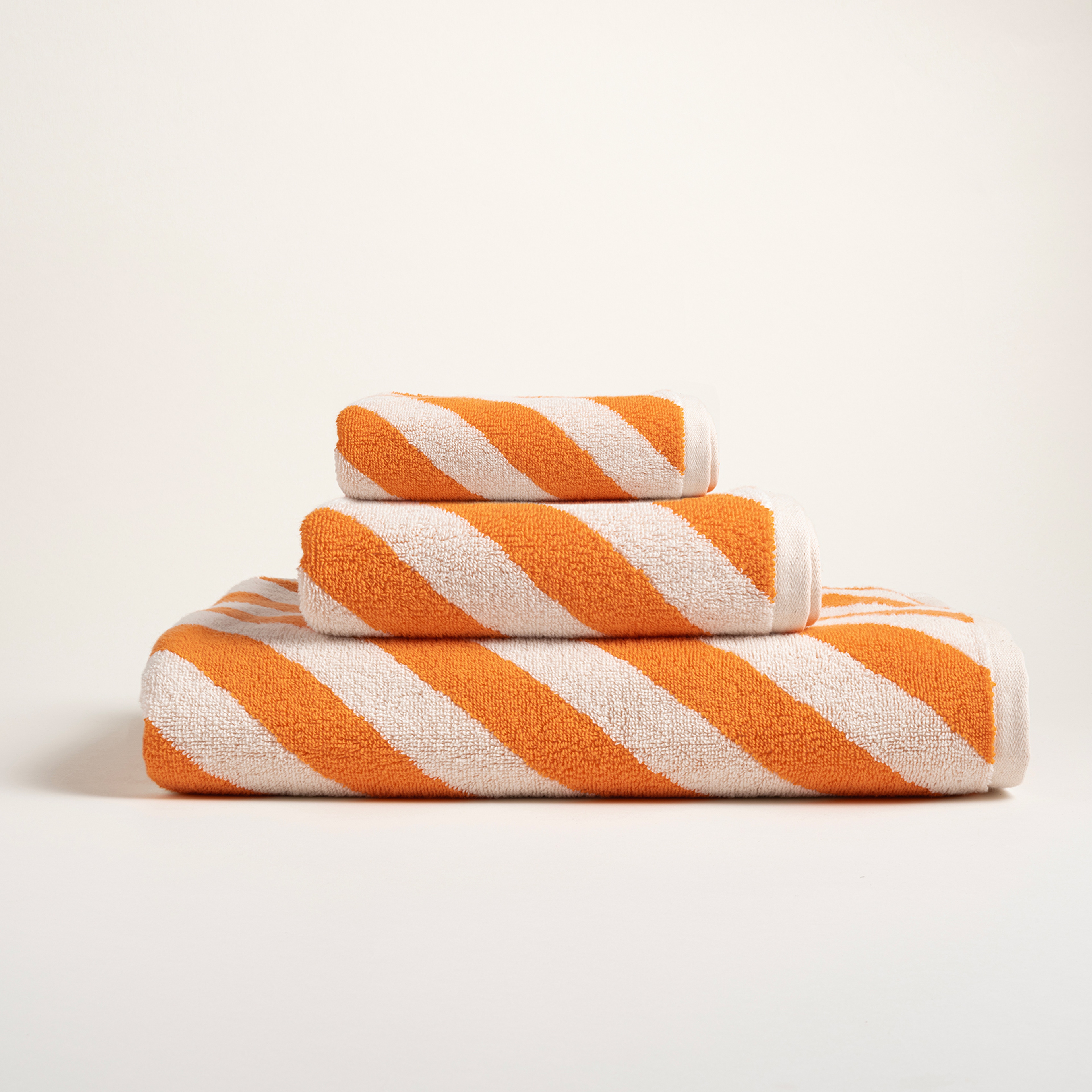 Ornaz İplik Boyalı Verevli Pamuk %100 Pamuk Banyo Havlusu 90x150 Cm Natural - Turuncu