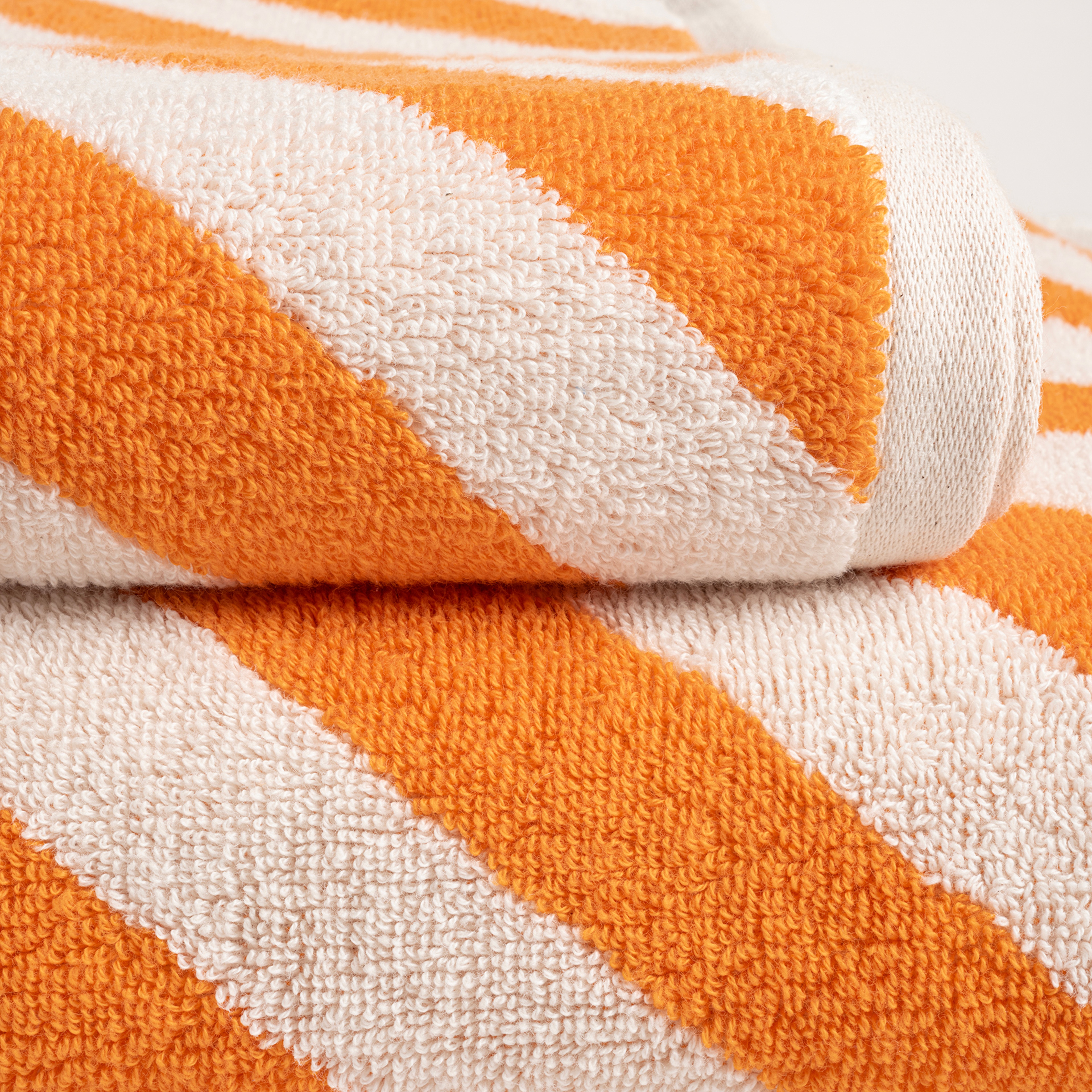 Ornaz İplik Boyalı Verevli Pamuk %100 Pamuk Banyo Havlusu 90x150 Cm Natural - Turuncu