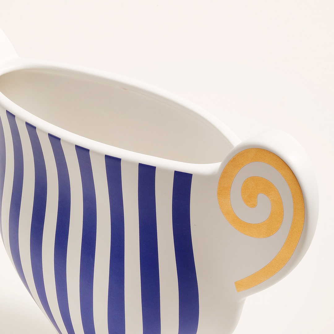 Longhu Seramik Vazo 33x10x22 Cm Mavi - Altın