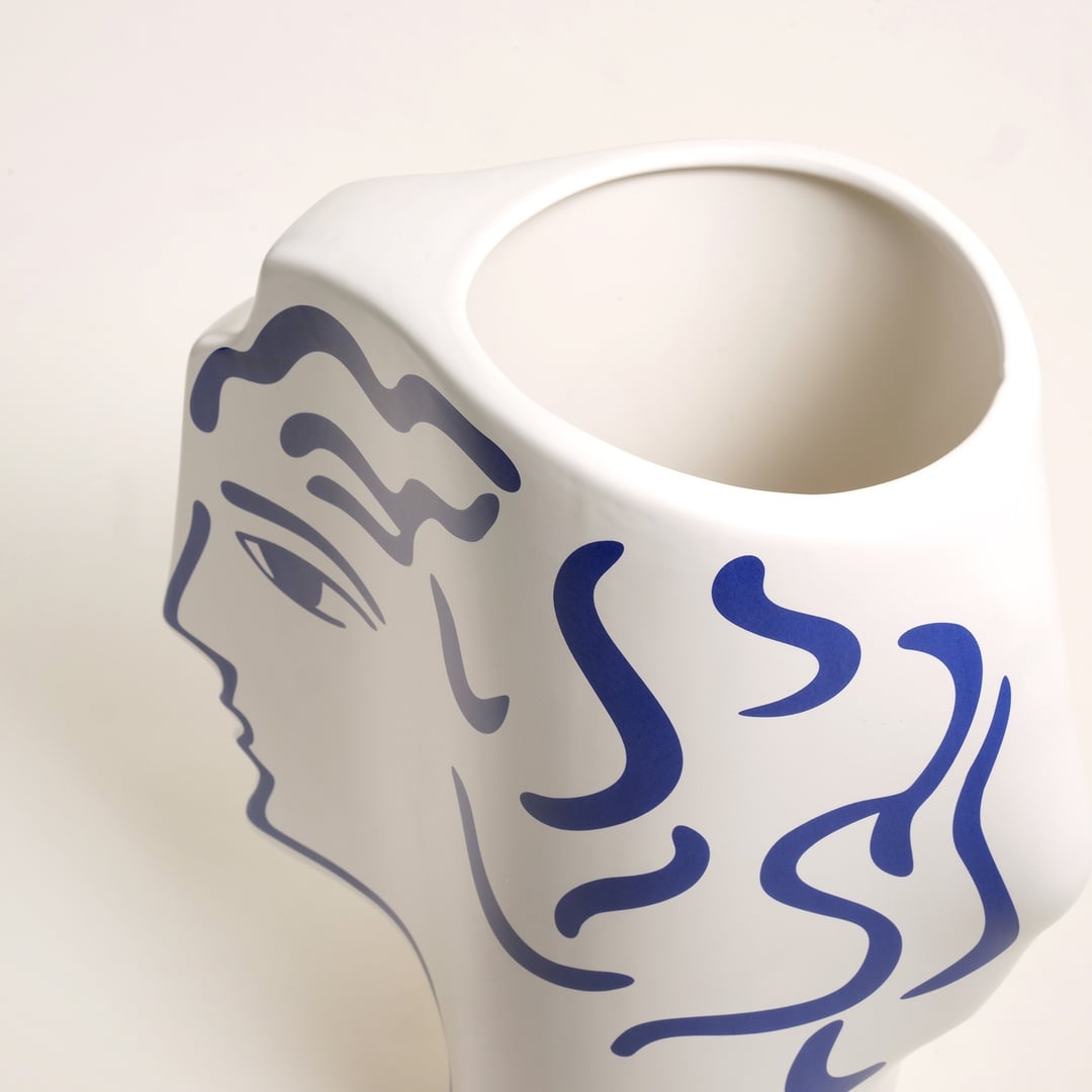 Longhu Seramik Vazo 22x13x28 Cm Mavi